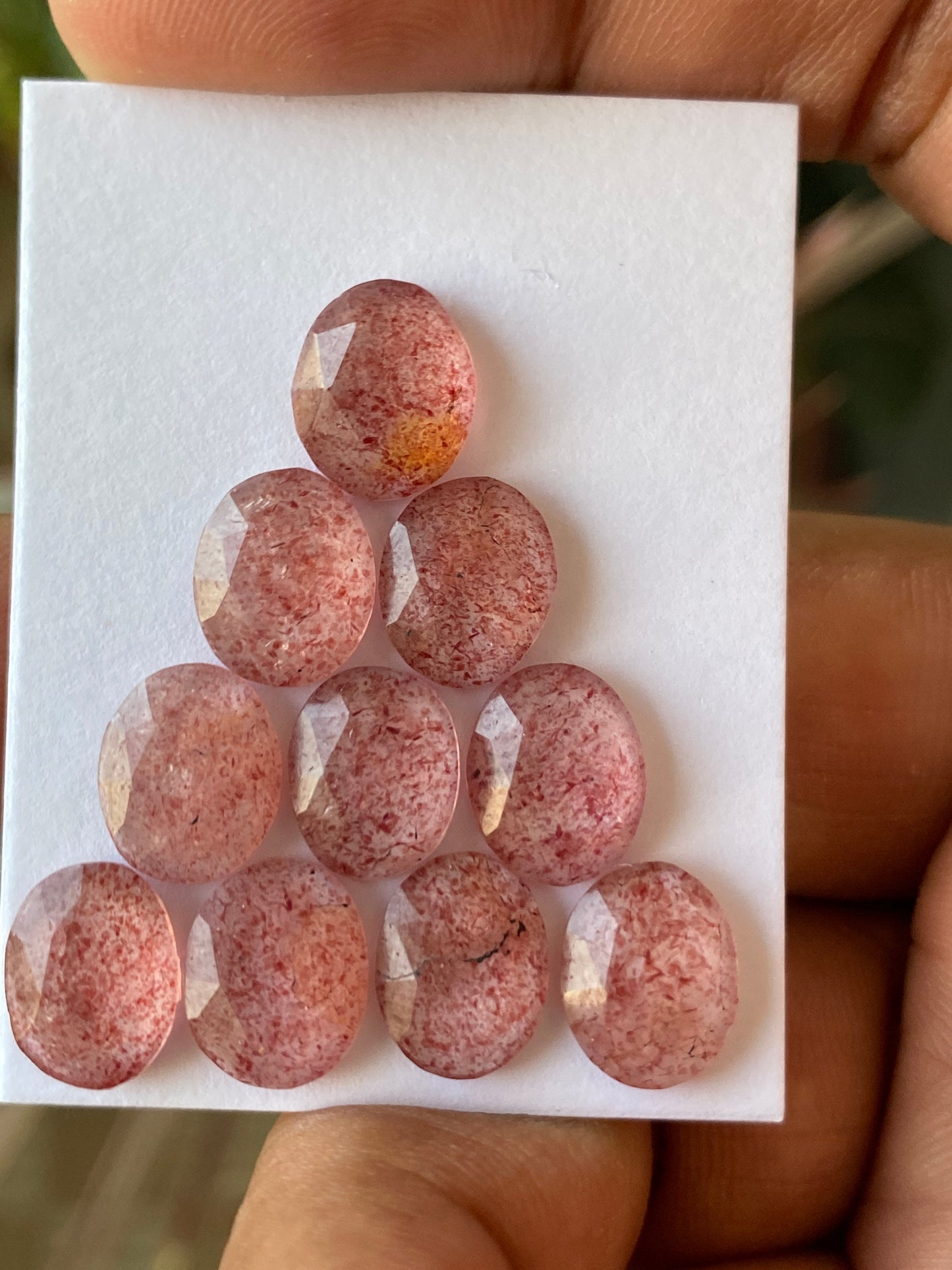 Fascinating Strawberry quartz rosecut wt 29 carats pcs 10 beautiful pink strawberry quartz rosecut good size 11x8-11x9mm quartz rosecut gems