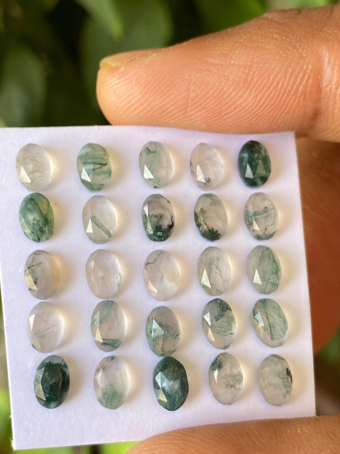 Moss agate Oval faceted rosecut wholesale lot weight 12.50 carats pcs 25 size 5x4mm-6x4mm moss agate oval rosecut stones