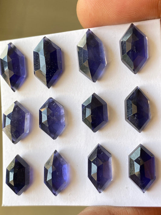 Stunning AAA quality Iolite hexagon step cuts weight 51 cts pcs 12 size 13.2x7.9mm-17.2x9.7mm Iolite stepcut hexagon