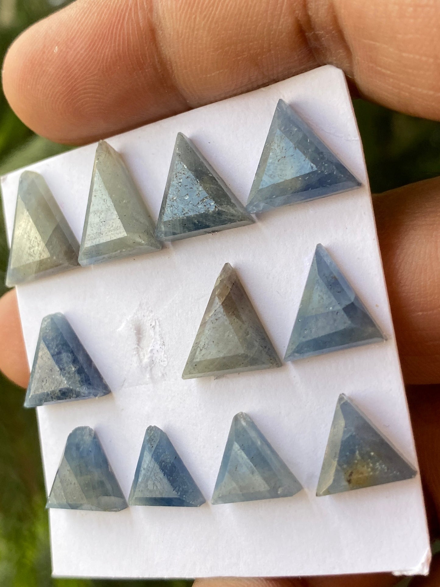 Natural rare  blue sapphire  Triangles geometric design stepcut flats weight 52 carats pcs 11 size 9mm-14x13mm blue sapphire triangles