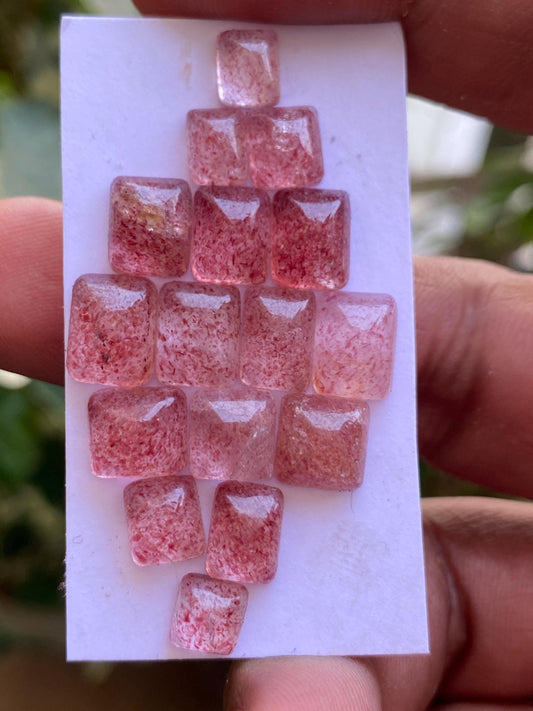 Gorgeous rare strawberry quartz sugar loaf cabochons  weight 35 cts pcs 16 size 6.9x5.4mm-9.3x7.4mm pink quartz sugarloaf cabcohon