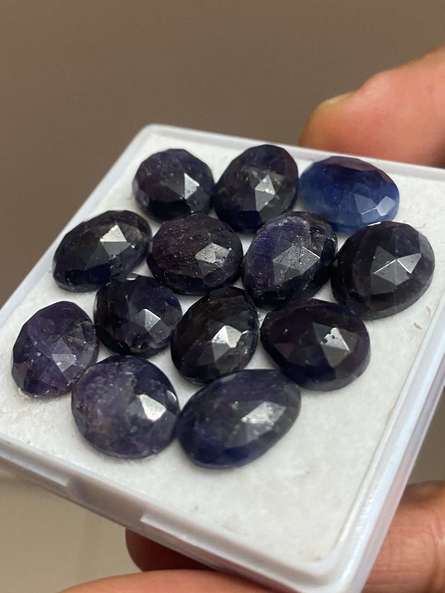 Gorgeous dark blue sapphire egg shape rosecut pcs 13 wt 80 carats size 12x9-13x10mm egg blue sapphire rosecut