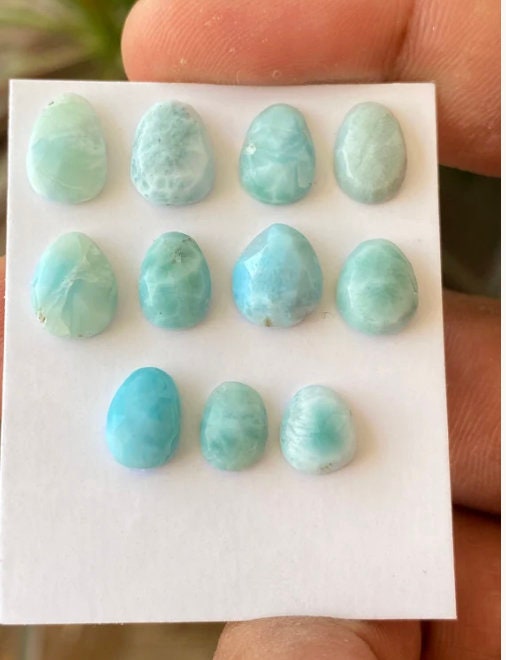 Larimar rosecut ovalish shape  natural Larimar rosecut cabochons Larimar jewelry supply