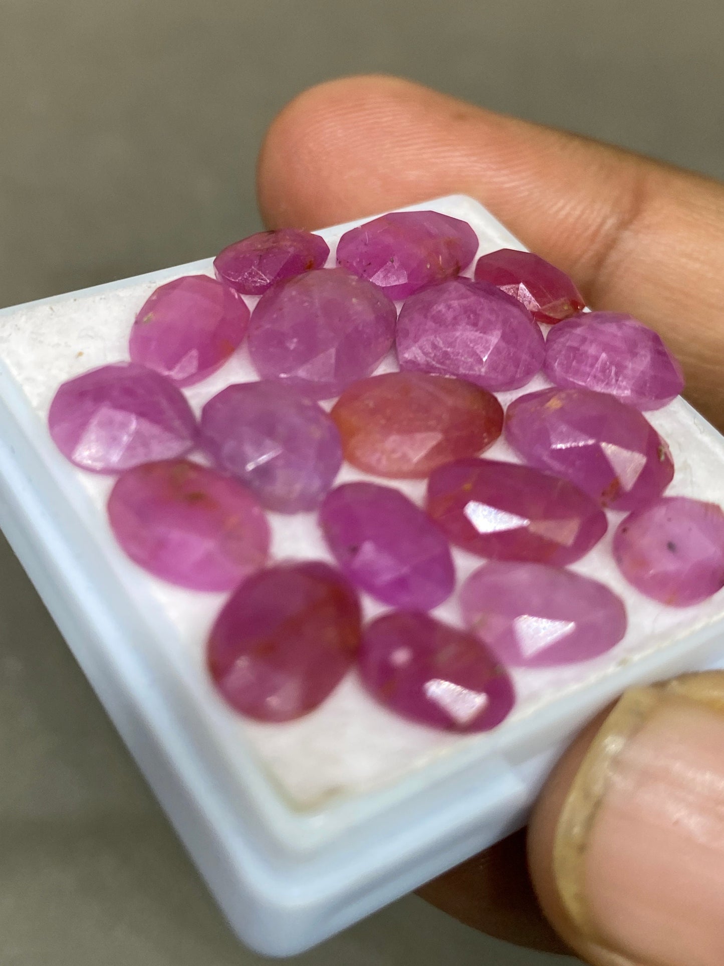 Amazing natural unheated untreated ruby rosecut flats amazing color mixed shapes wt 44 cts pcs 19 size 8x5.8mm-12x9mm ruby rosecut