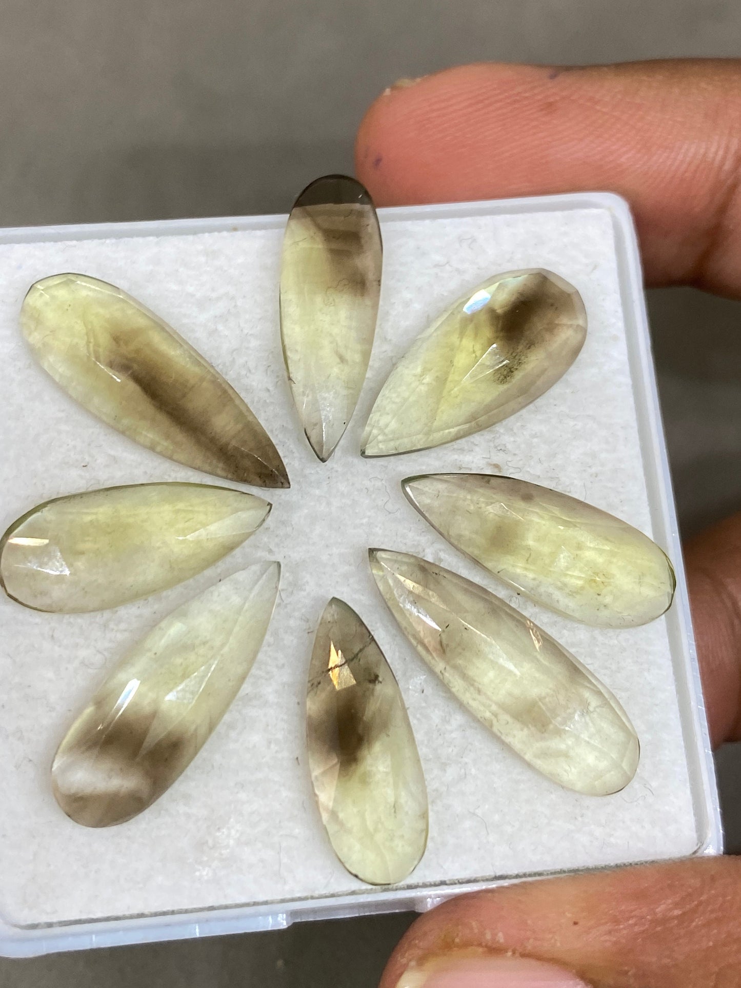 Rare Stunning  bi color lemon quartz rosecut pear wholesale lot fine quality pcs 8 wt 32 carats size 9.1x7.4mm-13x8mm pendant ring