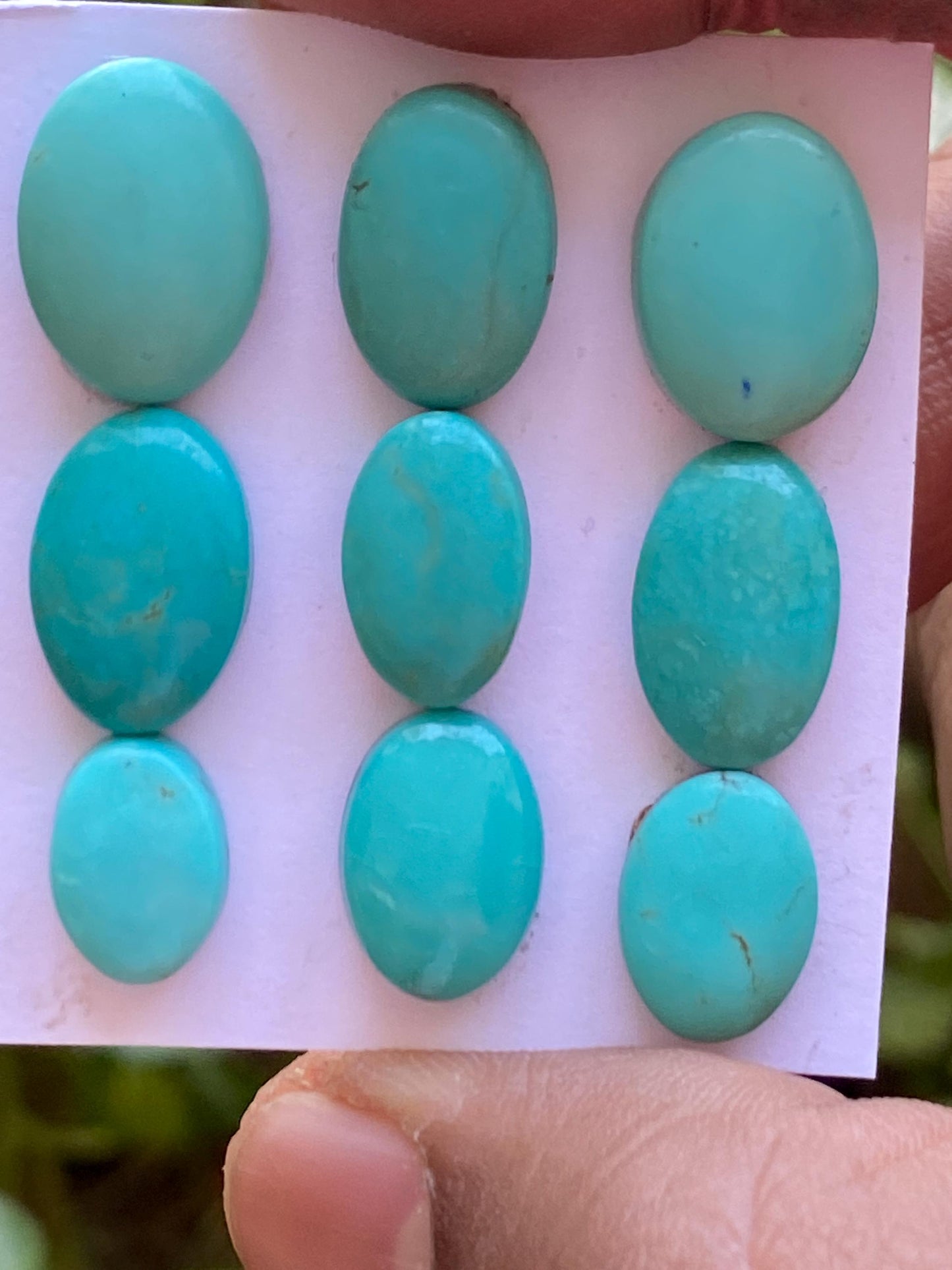 Lovely rare Arizona  mines Turquoise cabochons  natural smooth polished ovals pcs 9 wt 44.70 carats 11.8x8.5mm-15.6x11mm turquoise cabochons