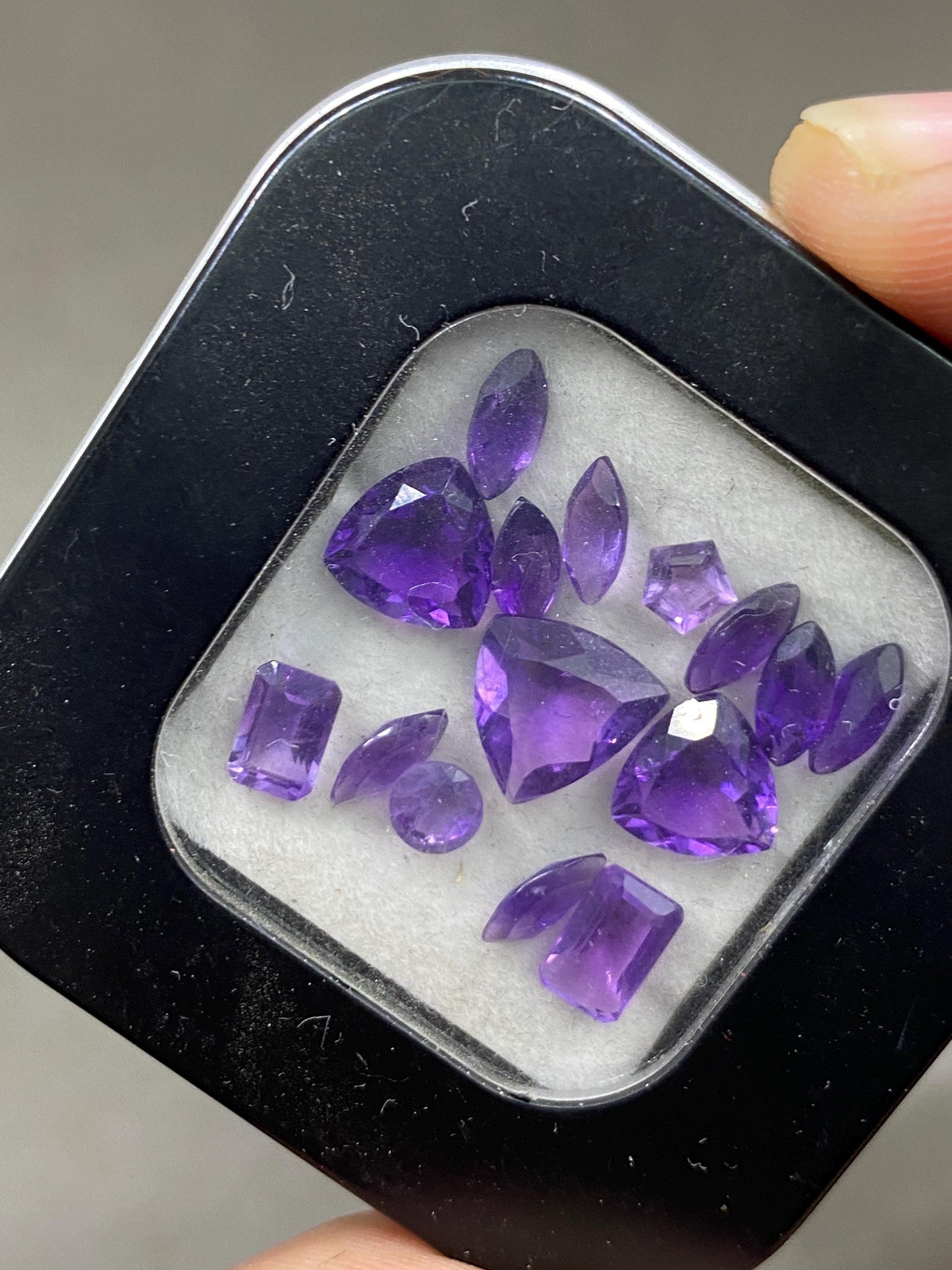 Beautiful amethyst cut stones mix shapes fine quality wt 8.95 cts size 4.5x4mm-9.2x8.7mm  pcs 15