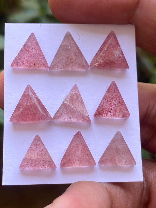 Amazing strawberry quartz triangle step cut  Pcs 9 weight 24.20 carats size 10x9.7mm-11.7x10.8mm strawberry quartz rosecut lot