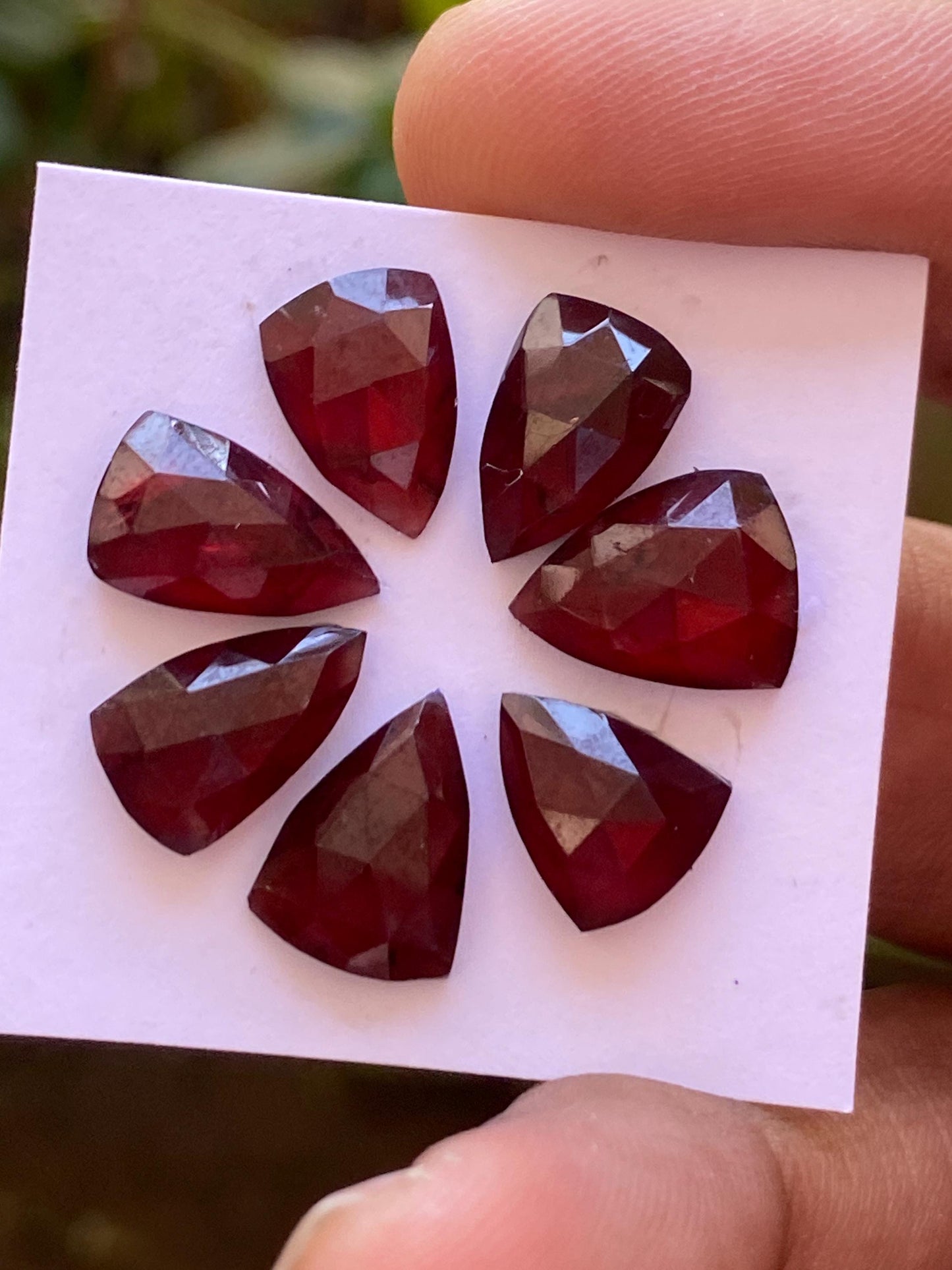 Delightful rare rosecut red garnet shield fancy garnet rosecut 10x8.9mm-12x7.9mm pcs 7 wt 26.80 cts shield orange garnet rosecut