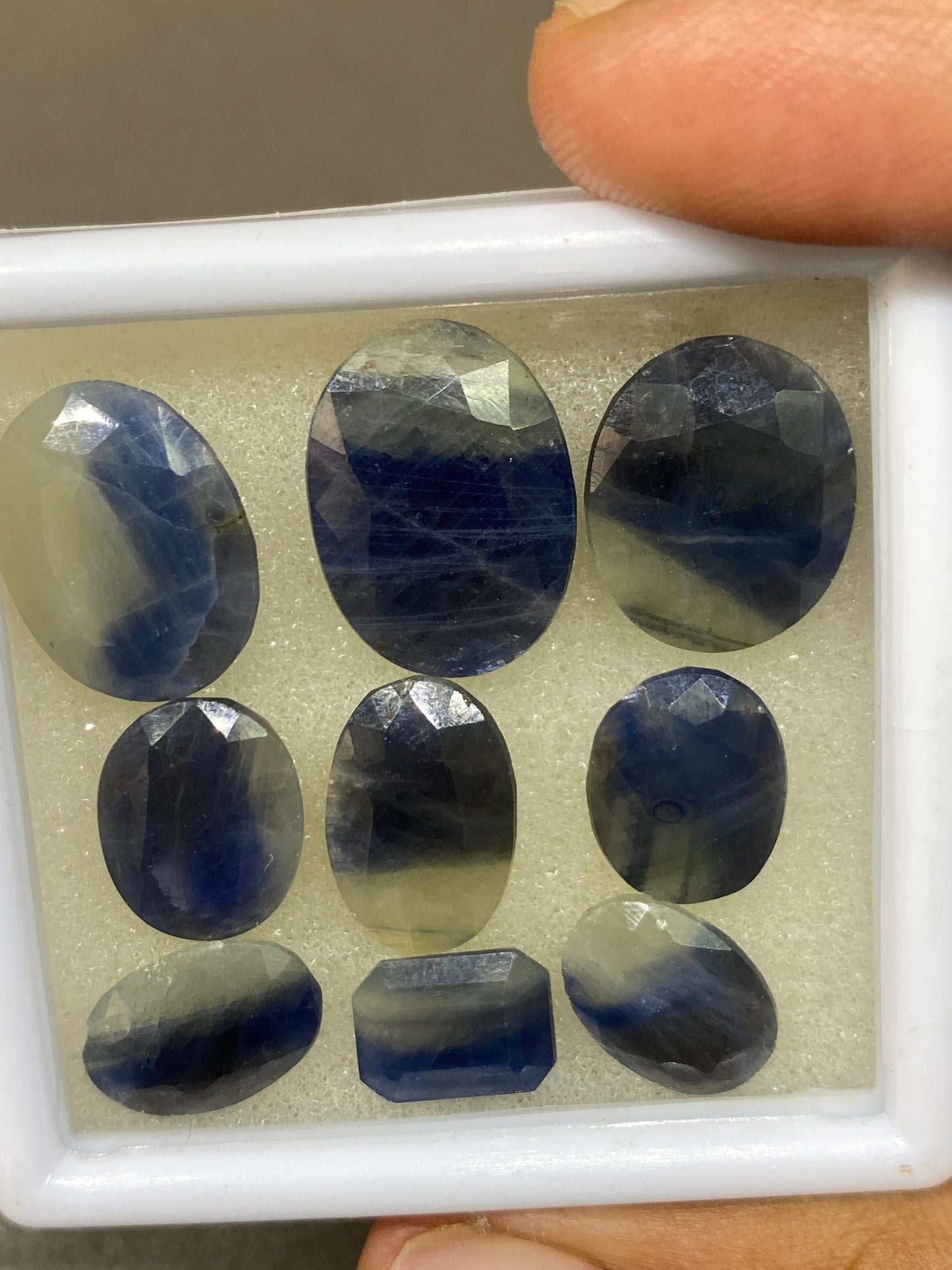 Extremely rare bi color sapphire cut stones pitambri yellow blue sapphire cut mix shapes ring size 10x8-17x13mm cut stones pcs 9 wt 80 cts