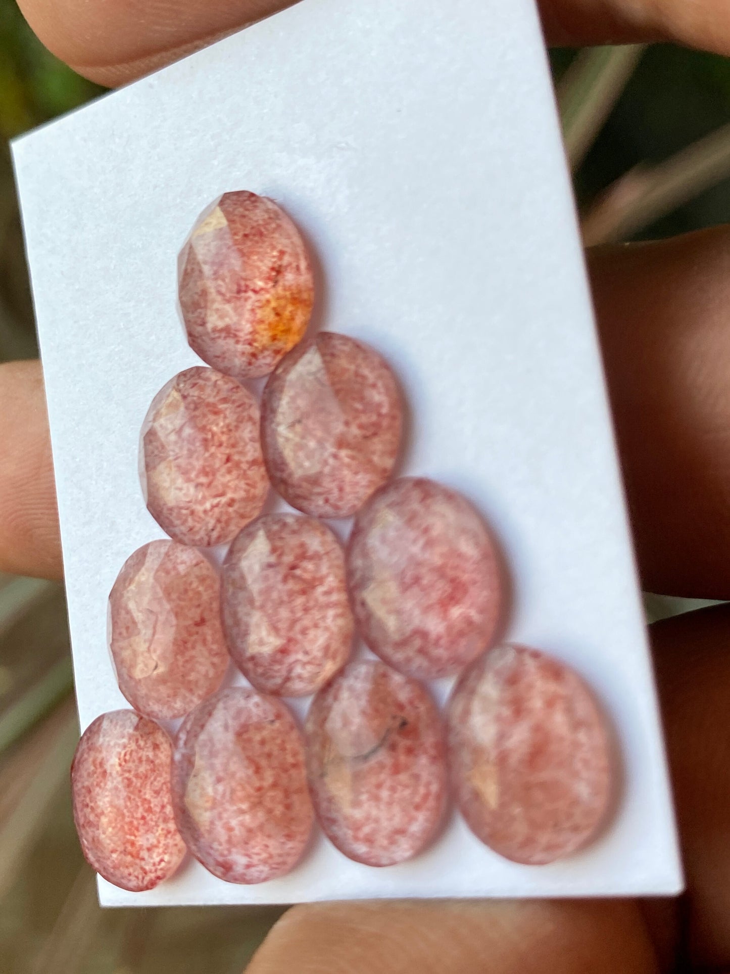 Fascinating Strawberry quartz rosecut wt 29 carats pcs 10 beautiful pink strawberry quartz rosecut good size 11x8-11x9mm quartz rosecut gems