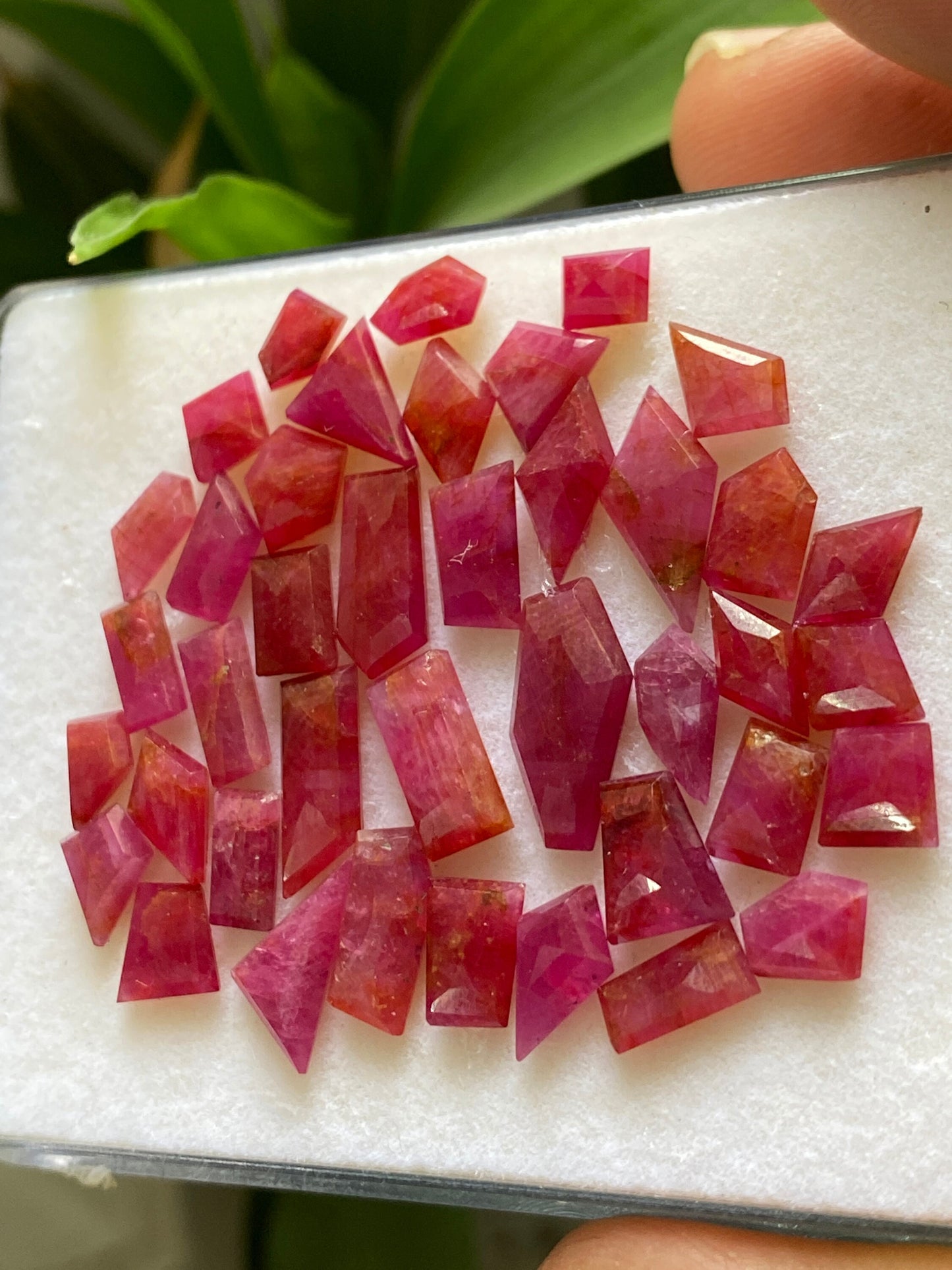 Exquisite Rare ruby flats step cut side faceted flats wt 55 carats pcs 40 size 5.8x4.6mm-15x8mm ruby stepcut gems