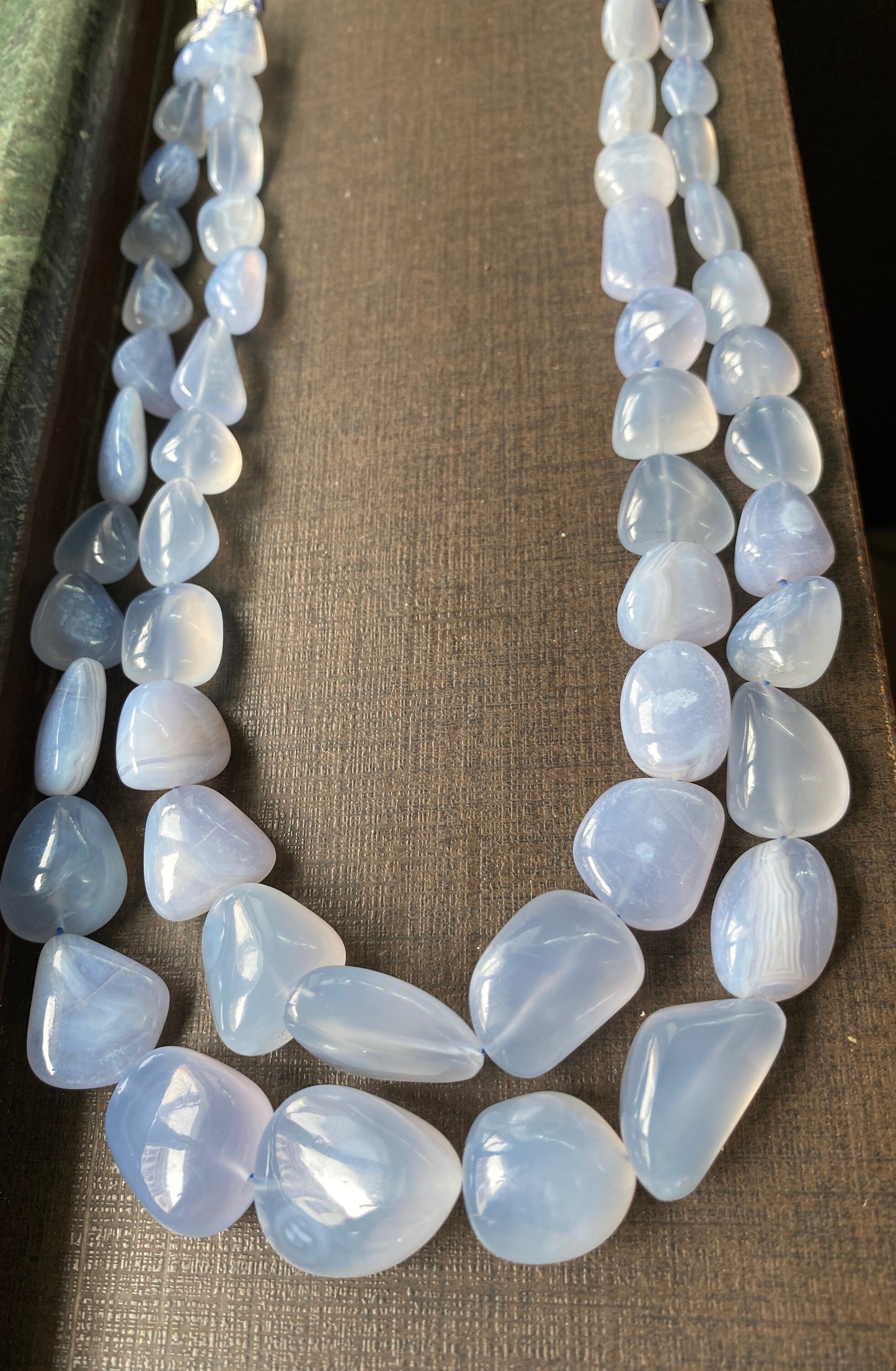 Delightful Lavender chalcedony tumble nuggets necklace aaaaa fine quality wt 814 cts length inches size chalcedony necklace