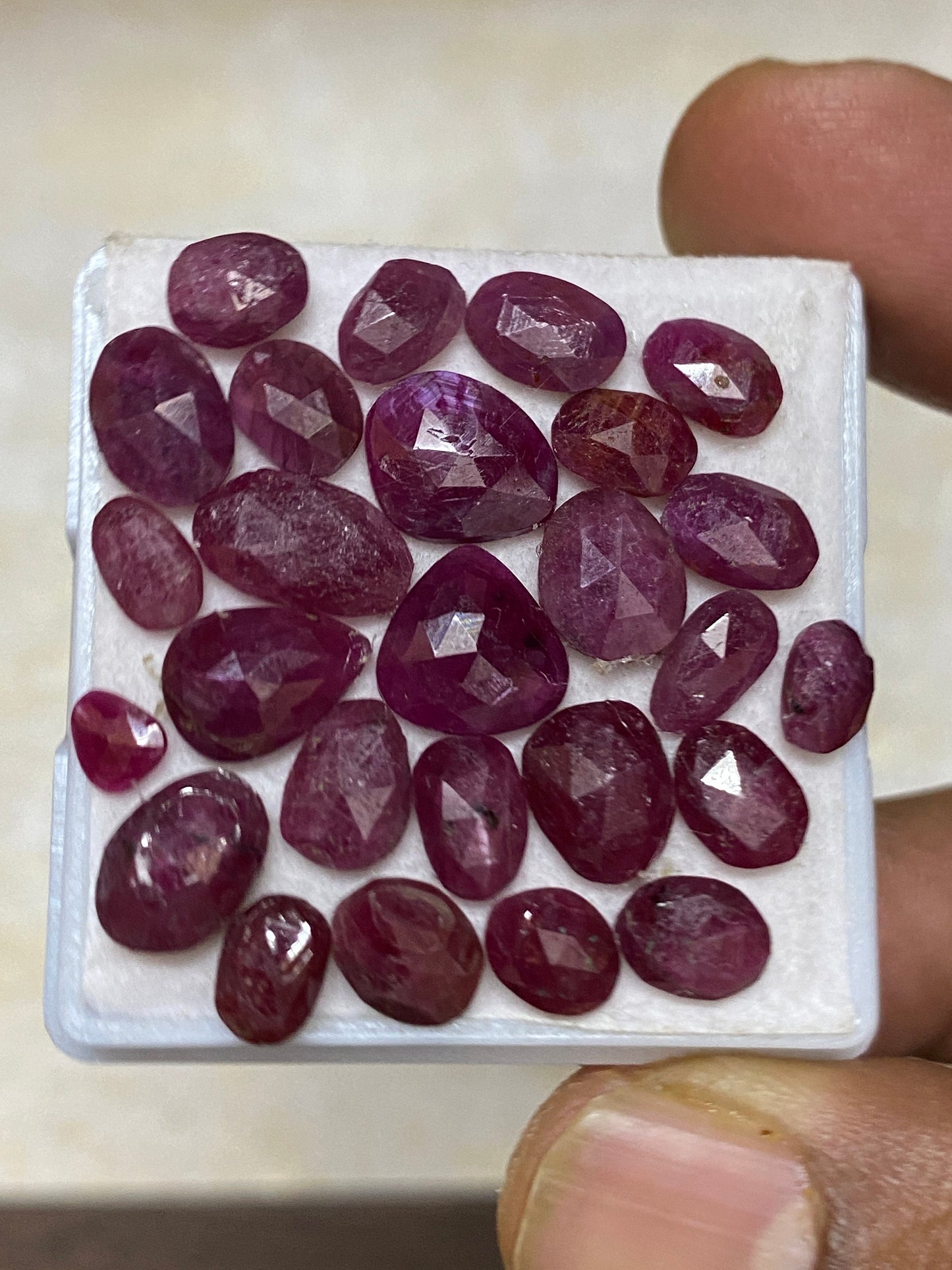 Amazing natural unheated untreated ruby rosecut flats amazing color mixed shapes wt  cts pcs 26 size 5.4x4.3mm-9.5mm ruby rosecut