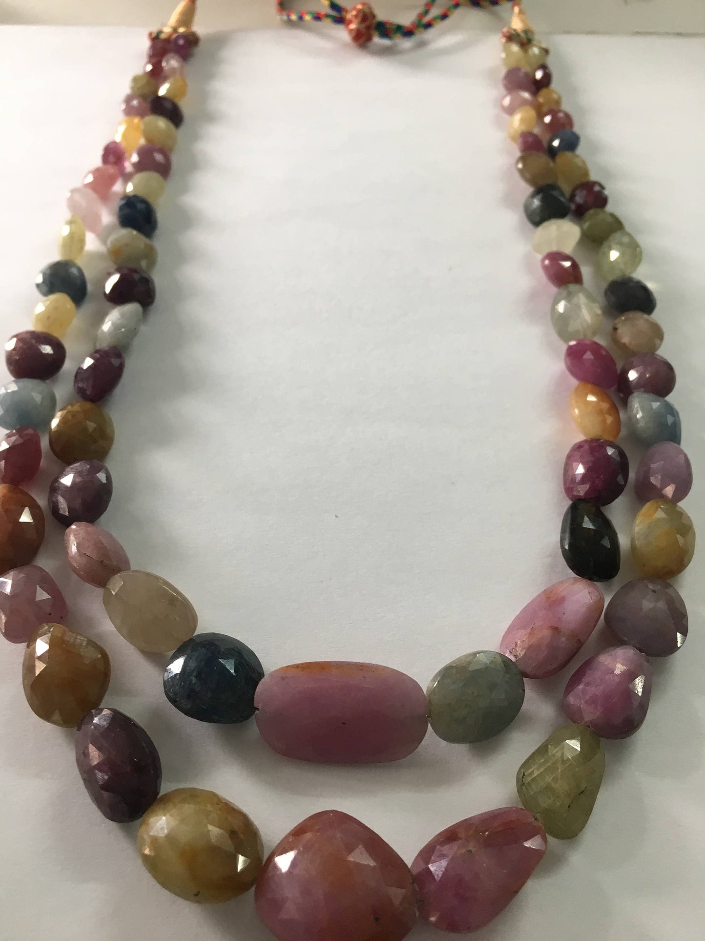 Rare multi sapphire faceted necklace size 10x9.5mm to 21x18mm weight 722 carats length 17-19 inches rare sapphire necklace