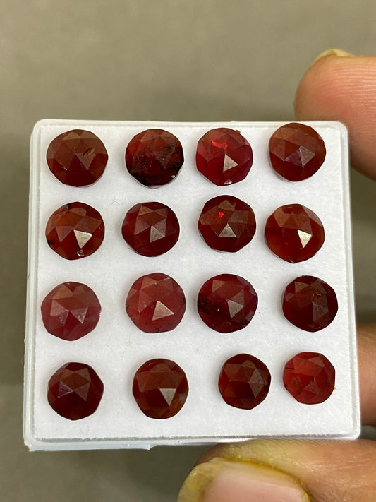 Shimmering Red garnet round shape rosecut weight 32 carats pcs 16 size 6.5mm-7.5mm round rosecut garnet