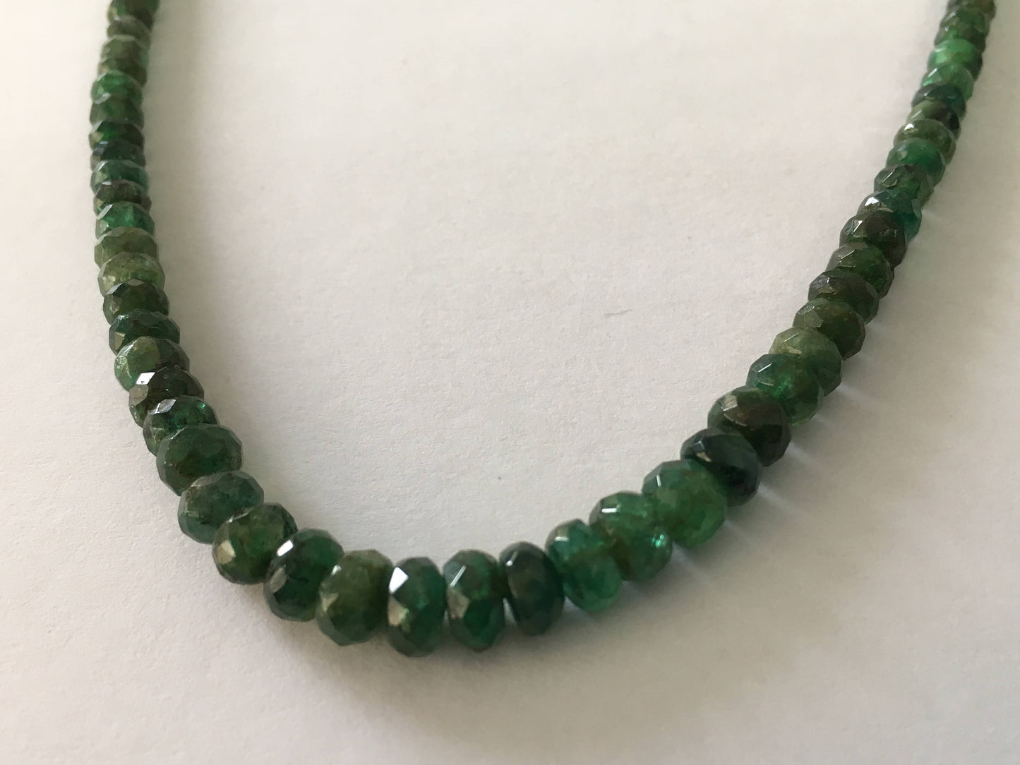 Elegant Dark green  Emerald faceted beads rare necklace 3mm to 6mm faceted emerald beads necklace weight 57.83 length 16 Inches