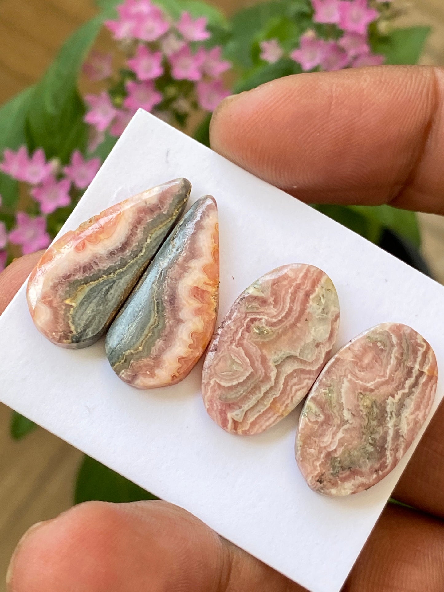 Fabulous  Rhodochrosite cabochons lot beautiful designer fine quality weight 59 carats pcs 4 size 22.5x13mm-26x11mm rhodochrosite cabochons