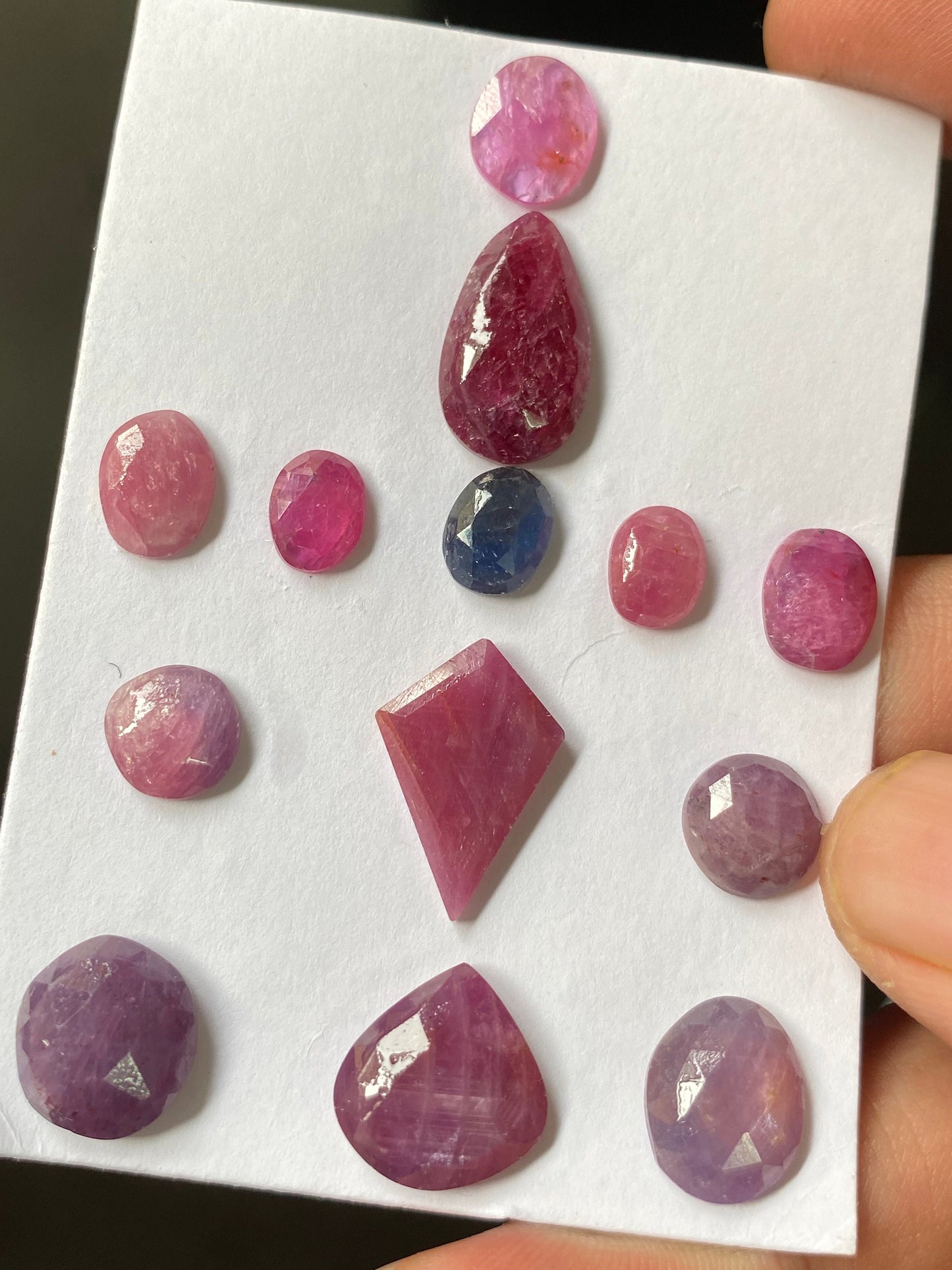 Enchanting very rare natural ruby pink sapphire rosecut lot  mix shapes pcs 13 wt cts size 8x6.2mm-17x10mm unheated untreated ruby rosecut