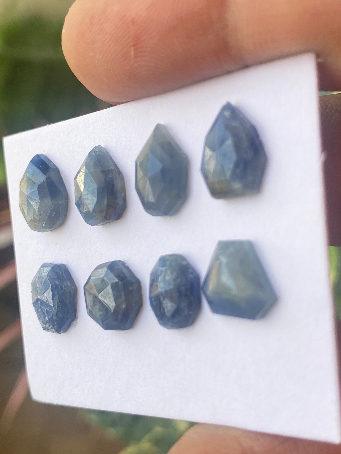 Beautiful Rare blue sapphire geometric quad pent step cut wt 26 cts pcs 8 size 9x7-11x8mm blue sapphire stepcut hexagon geometric  flatback