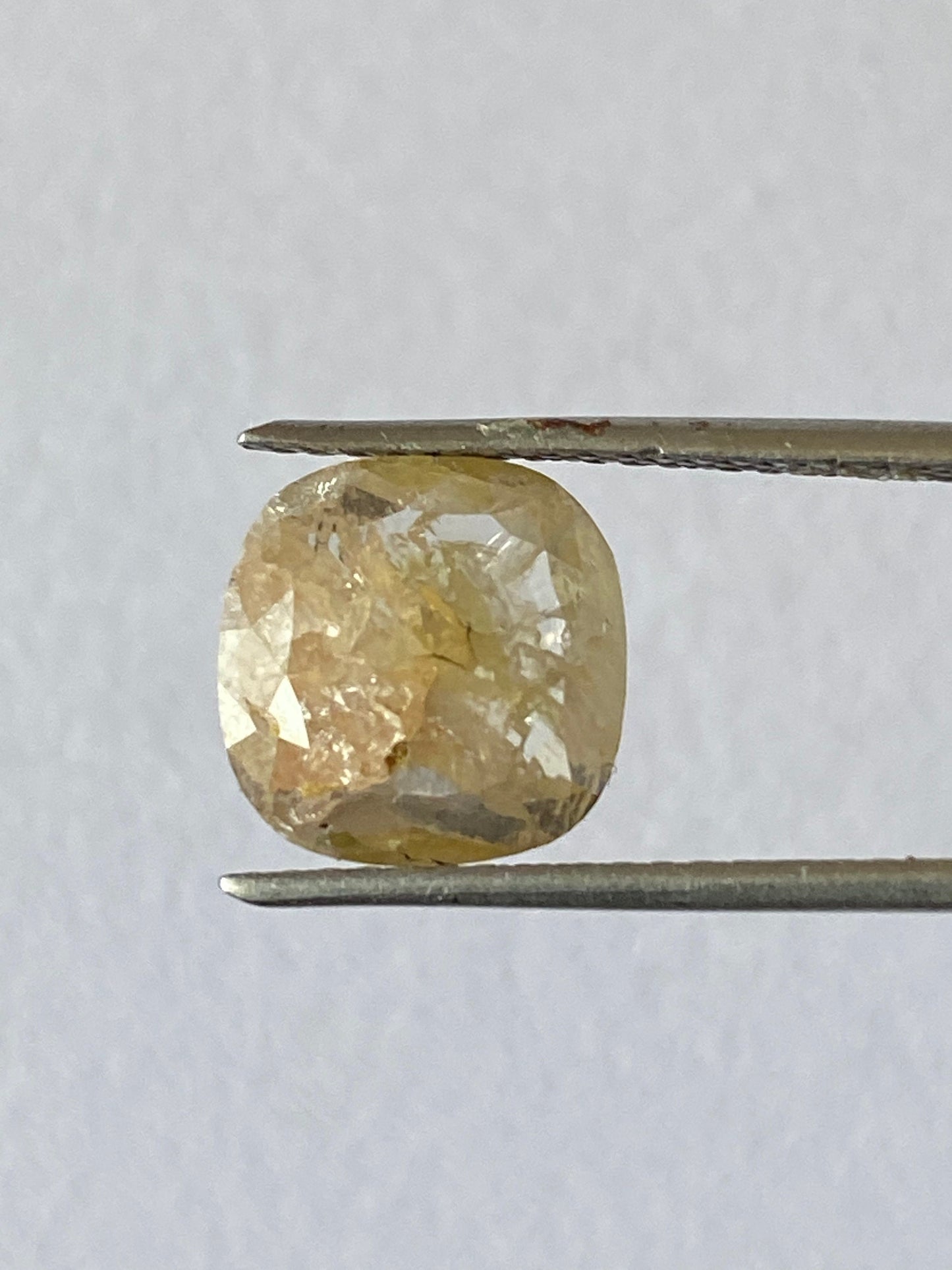 Rare yellow fancy diamond cushion rosecut size 9mm weight 3 carats beautiful bicolor yellow diamond rosecut