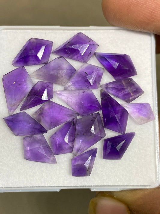 Gorgeous amethyst  Kite step cuts wt 31 cts  pcs 18 size 10x7-15x9mm Amethyst stepcut kite