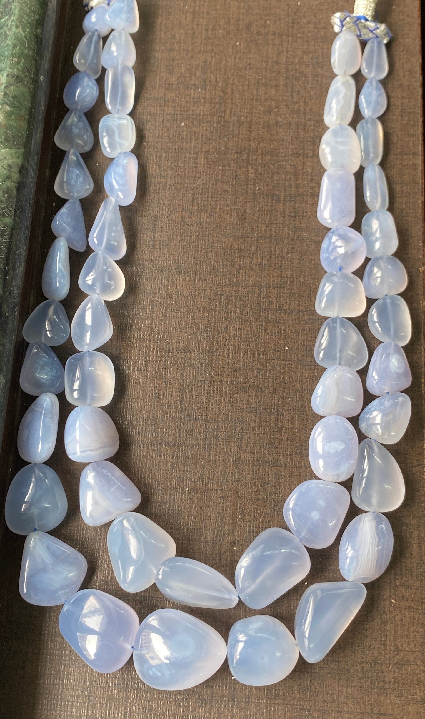 Delightful Lavender chalcedony tumble nuggets necklace aaaaa fine quality wt 814 cts length inches size chalcedony necklace