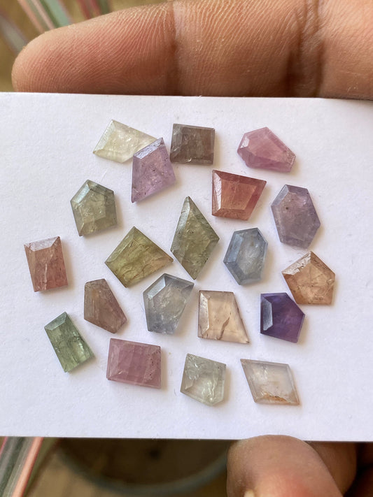 Amazing  Rare Umba multi sapphire flats unheated untreated sapphire geometric pcs 20 wt 33 cts size 6.8x6-13x7mm sapphire flat cut