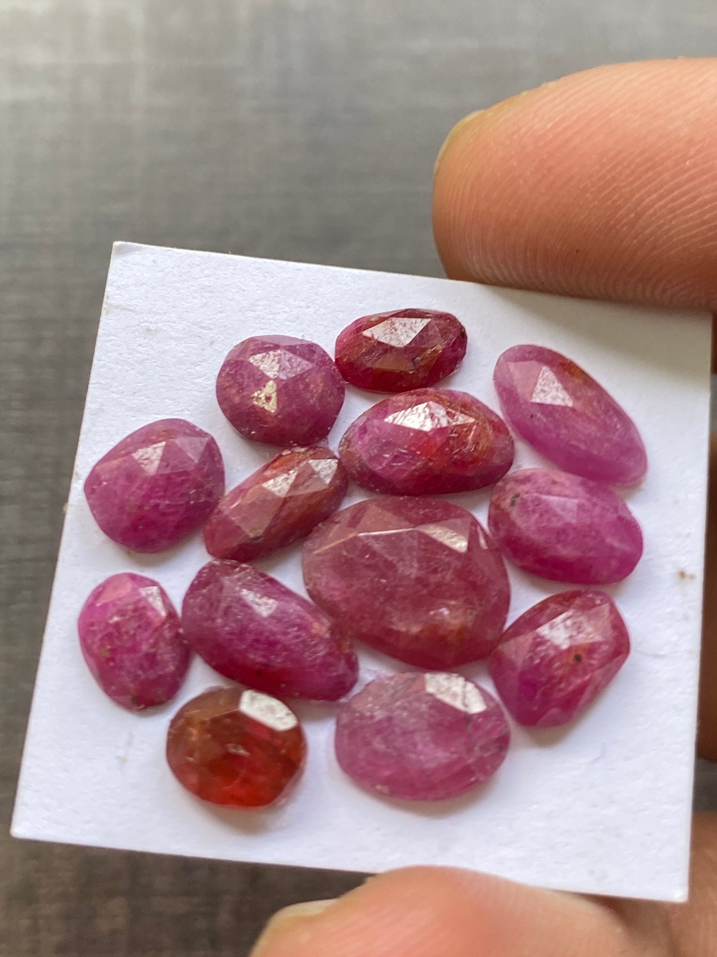 Amazing Rare natural ruby rosecut lot  mix shapes pcs 13 wt 18 cts size 7.5x5.5mm-11x8mm unheated untreated ruby rosecut