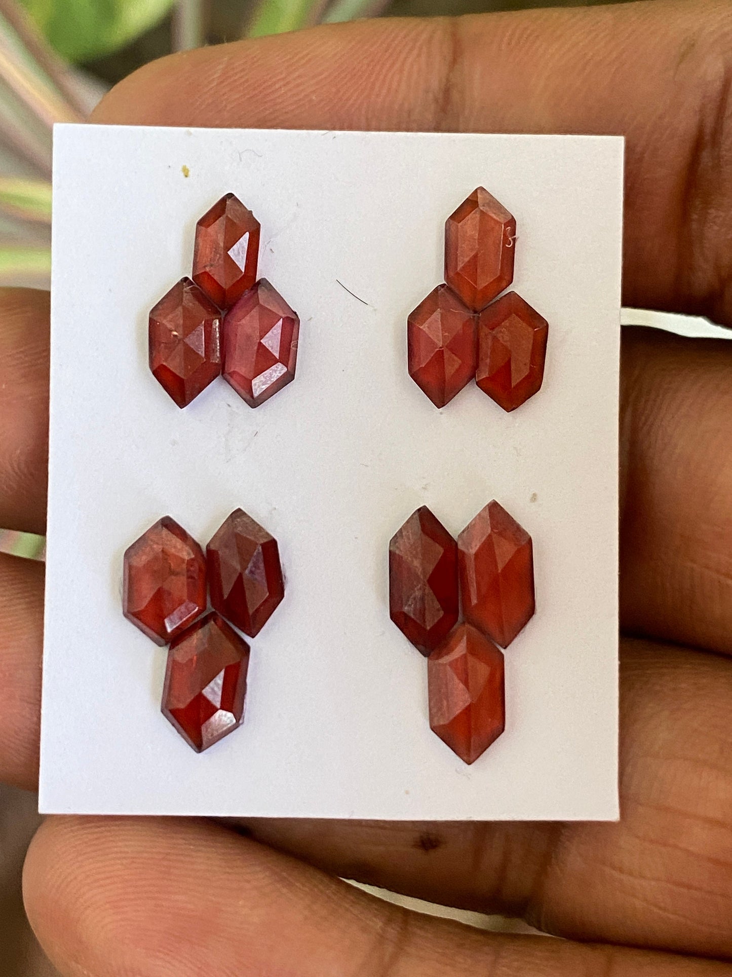 Vivacious  Red garnet hexagon step cuts aaa quality wt 11.5 cts pcs 12 size 7.7x4.8mm-9.5x5mm red  garnet stepcut hexagons