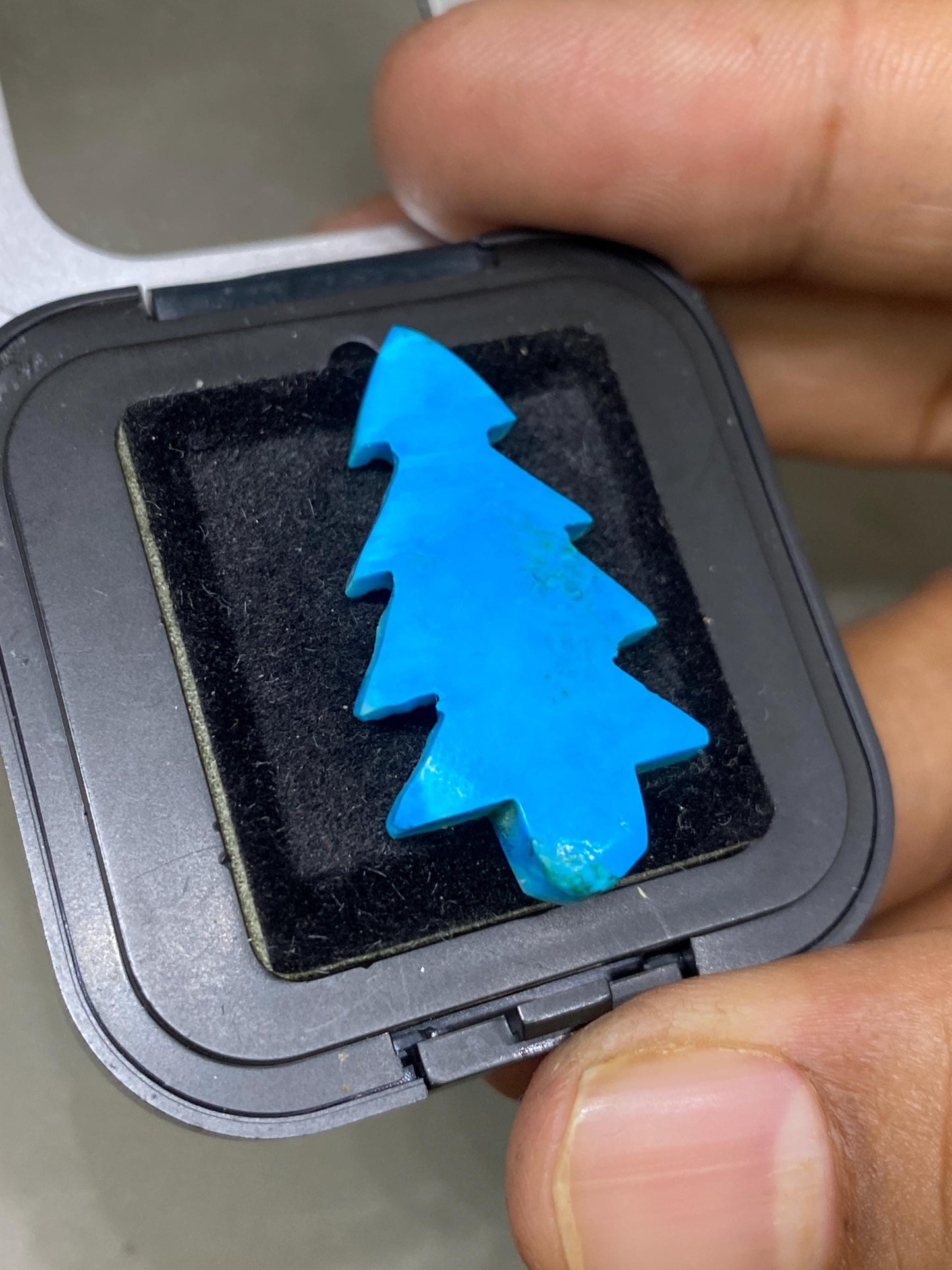 Cute turquoise christmas tree shape carving  pcs 1 wt 15.90 cts size 32x17mm lapis lazuli Christmas tree carving