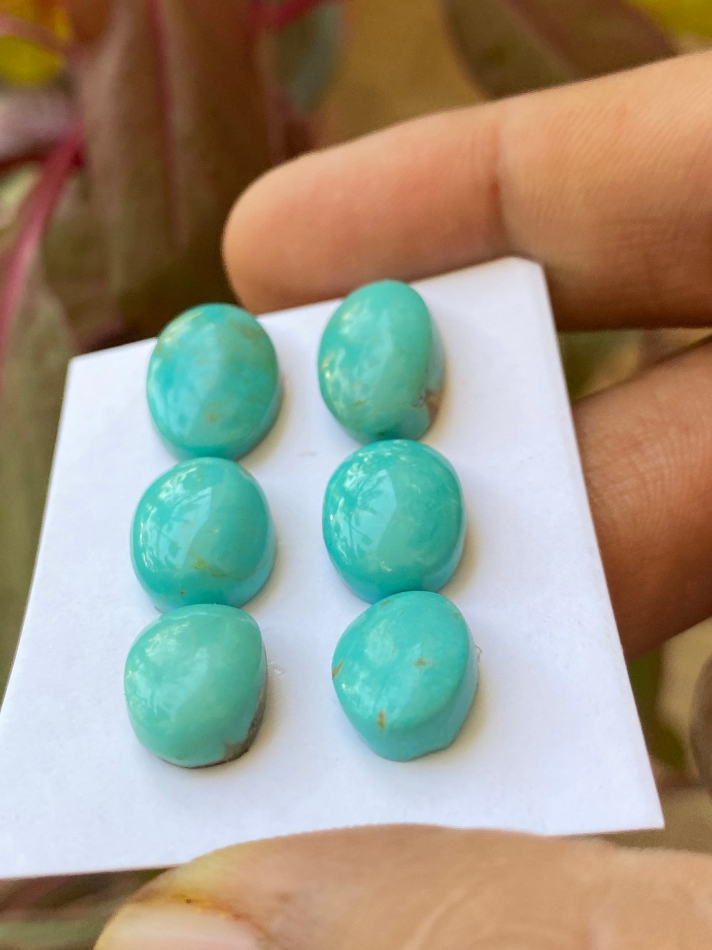 Nice rare Turquoise cabochons earrings natural Arizona mines smooth polished ovals pcs 6 wt 30 carats 13x9-15x10.5mm turquoise cabochon