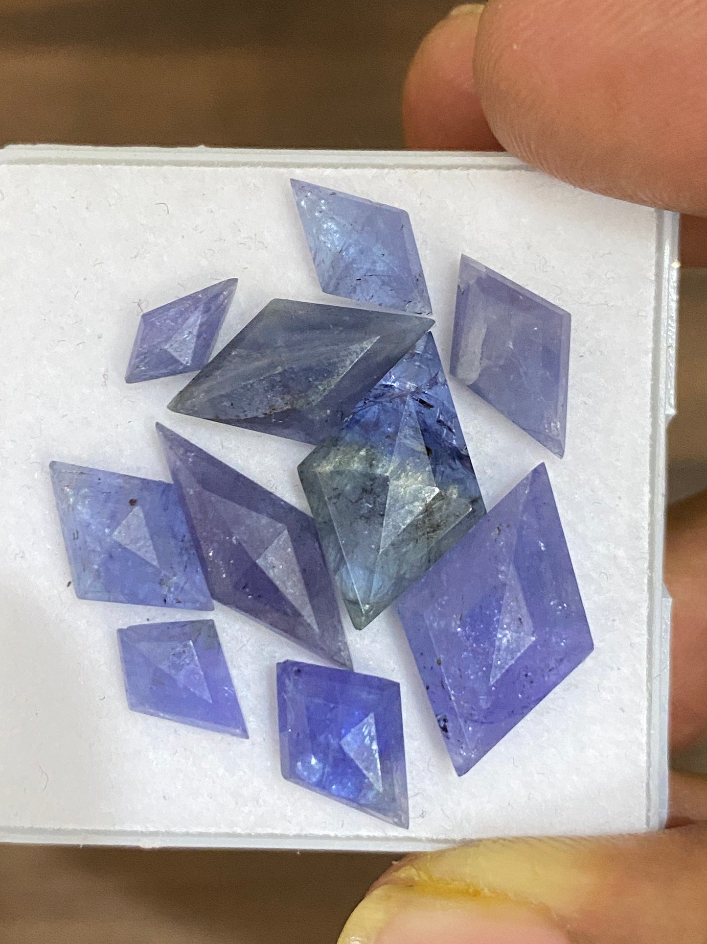 Nice Rare Tanzanite  diamond shape step cuts weight 26  cts  pcs 10 size 8.8x4.5mm-18.4x11mm  Tanzanite  stepcut hexagon