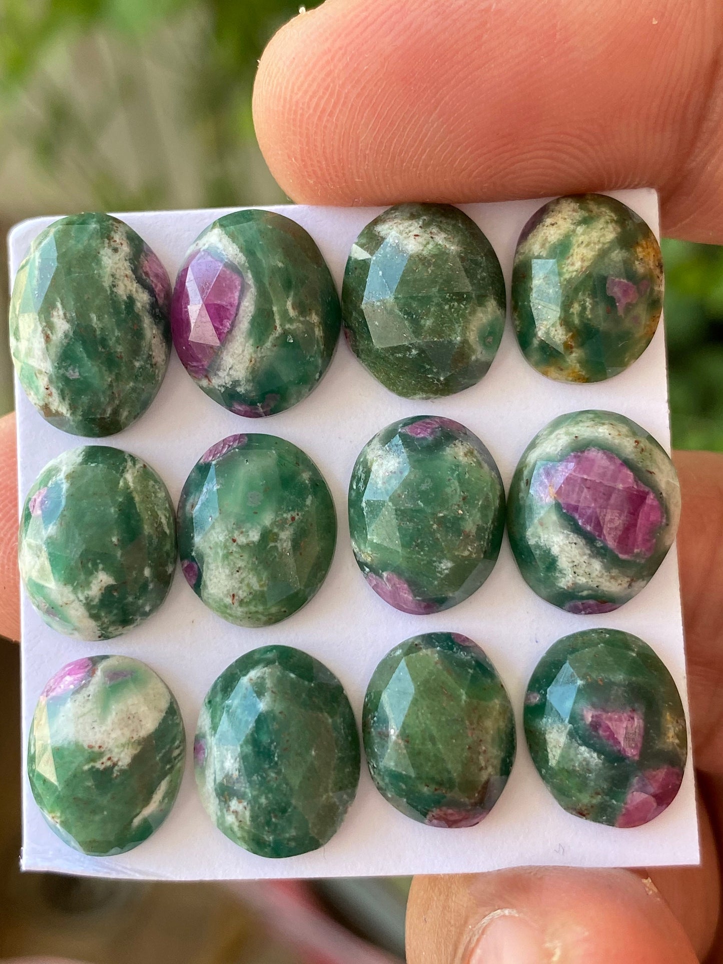 Fabulous rare natural ruby fuschite rosecut oval lot  pcs 12 wt 56 cts size 11.9x9.4mm-14.1x10.1mm  unheated untreated ruby rosecut