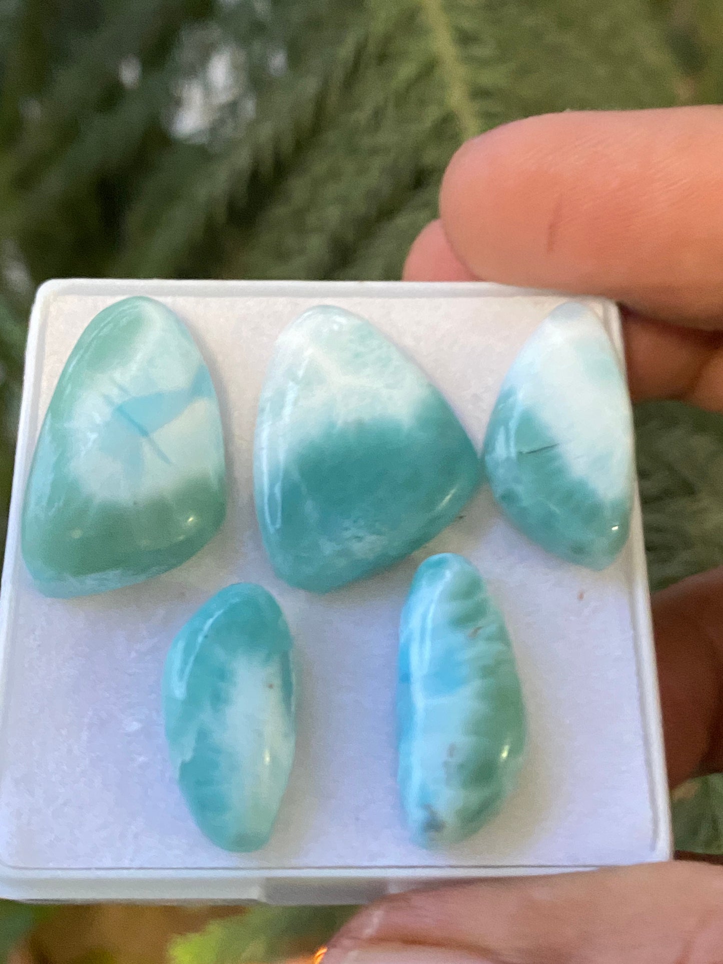 Dazzling rare Smooth Larimar cabochons pcs 5 pendant supply  wt 69 carats size 19x10-21x15mm  natural Larimar cabochons fancy shape