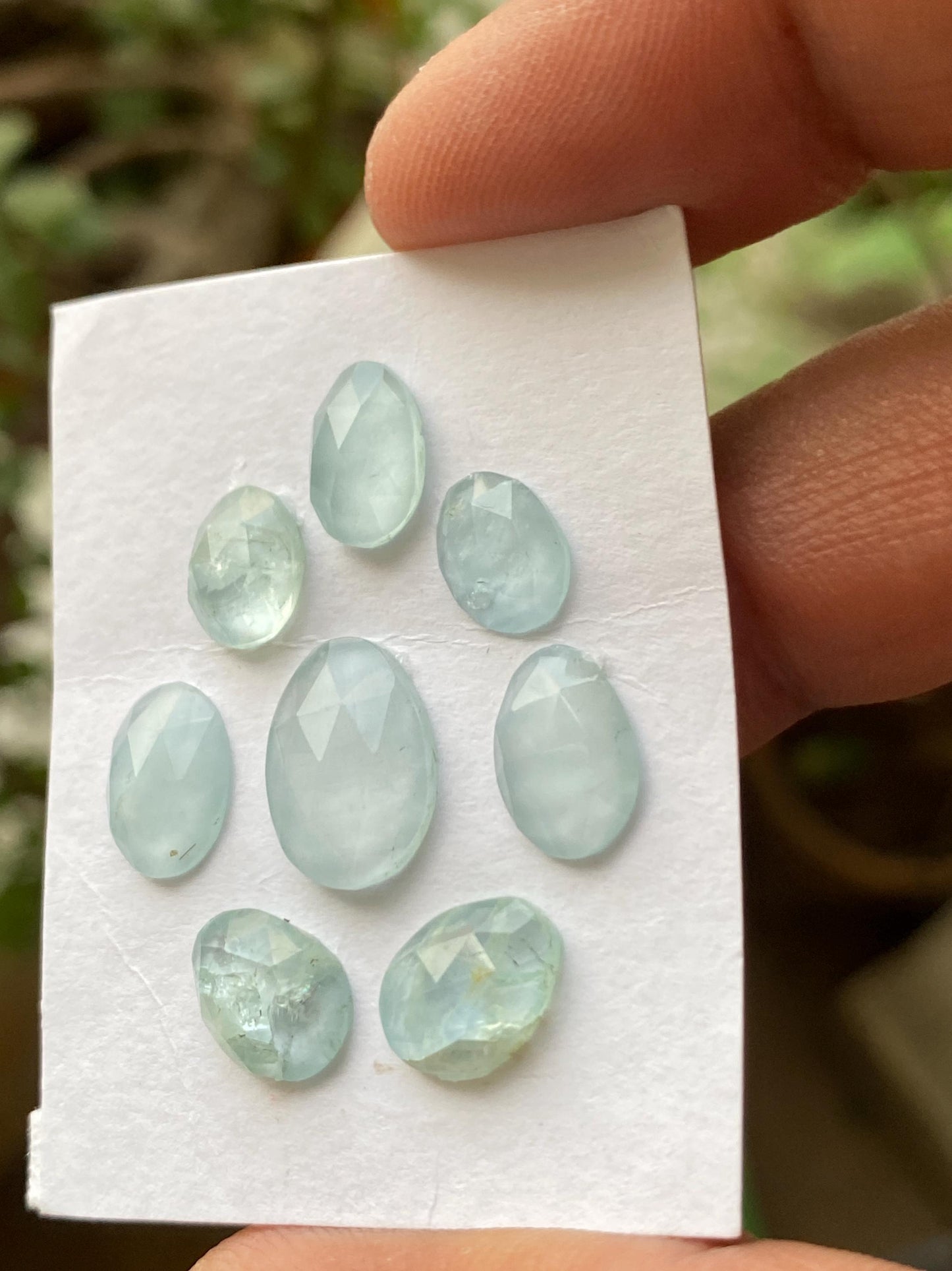 Stunning Aquamarine good quality  rosecut flatbacks pcs 8 weight 15.75 carats size 9x7mm-13x10mm aquamarine