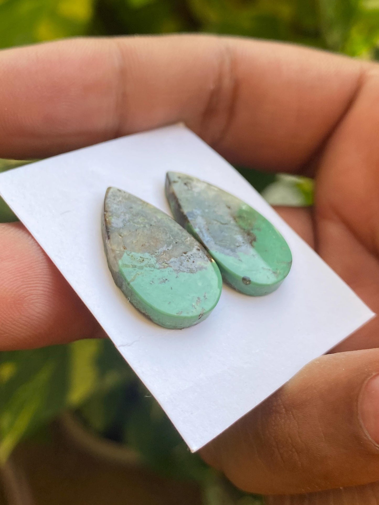 Turquoise pair big natural hubei mines stunning pattern  smooth turquoise pcs 2 wt 22.50 carats big size 25x14mm turquoise earrings supply