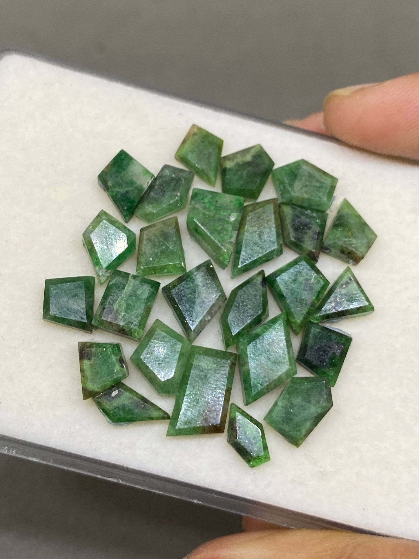 Tsavorite faceted Cuts flats Free Forms Green Garnet Cuts Weight 53 carats Pcs 25 Size 6mm-12x7mm Tsavorite flats