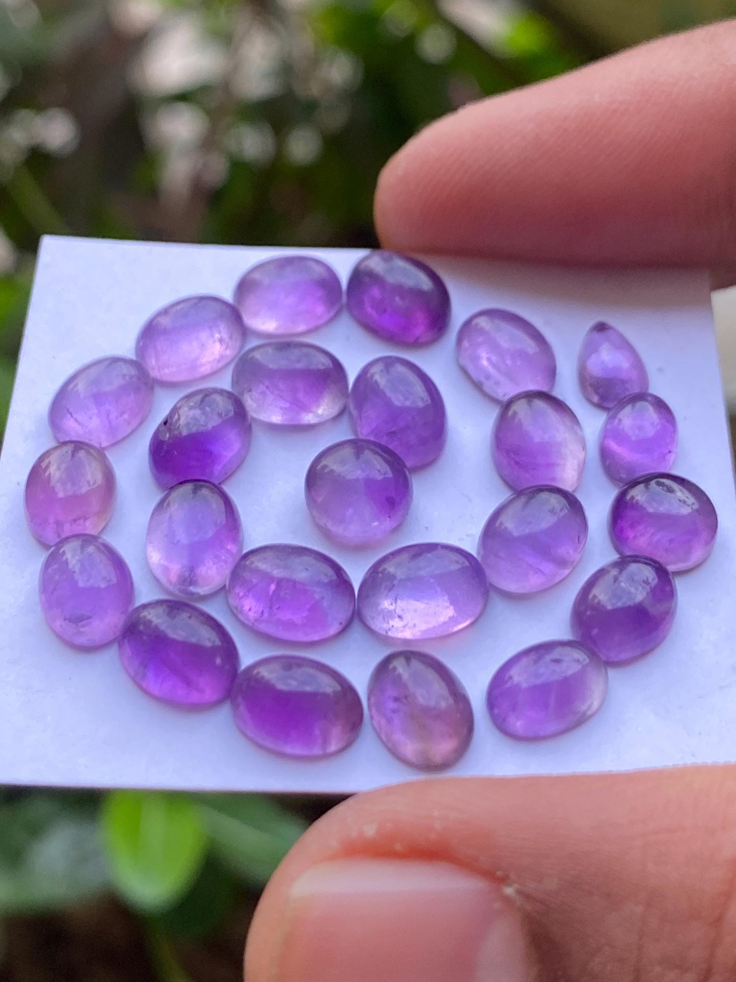 Gorgeous amethyst oval cabochon  pcs 24 wholesale lot weight 31.50 carats size  7x5mm-8x6mm amethyst cabochons