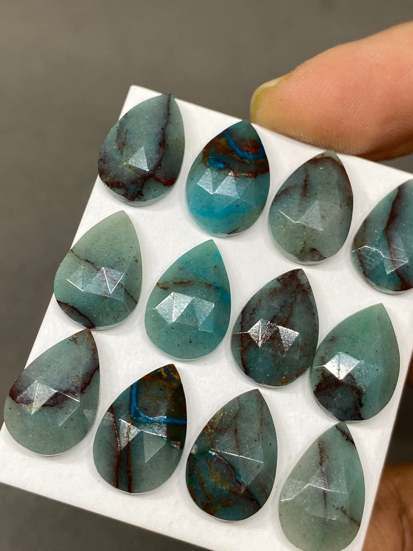 Natural chrysocolla pear rosecut wholesale lot weight 53 carats pcs 12 size 15x9-15x10mm flatback gems