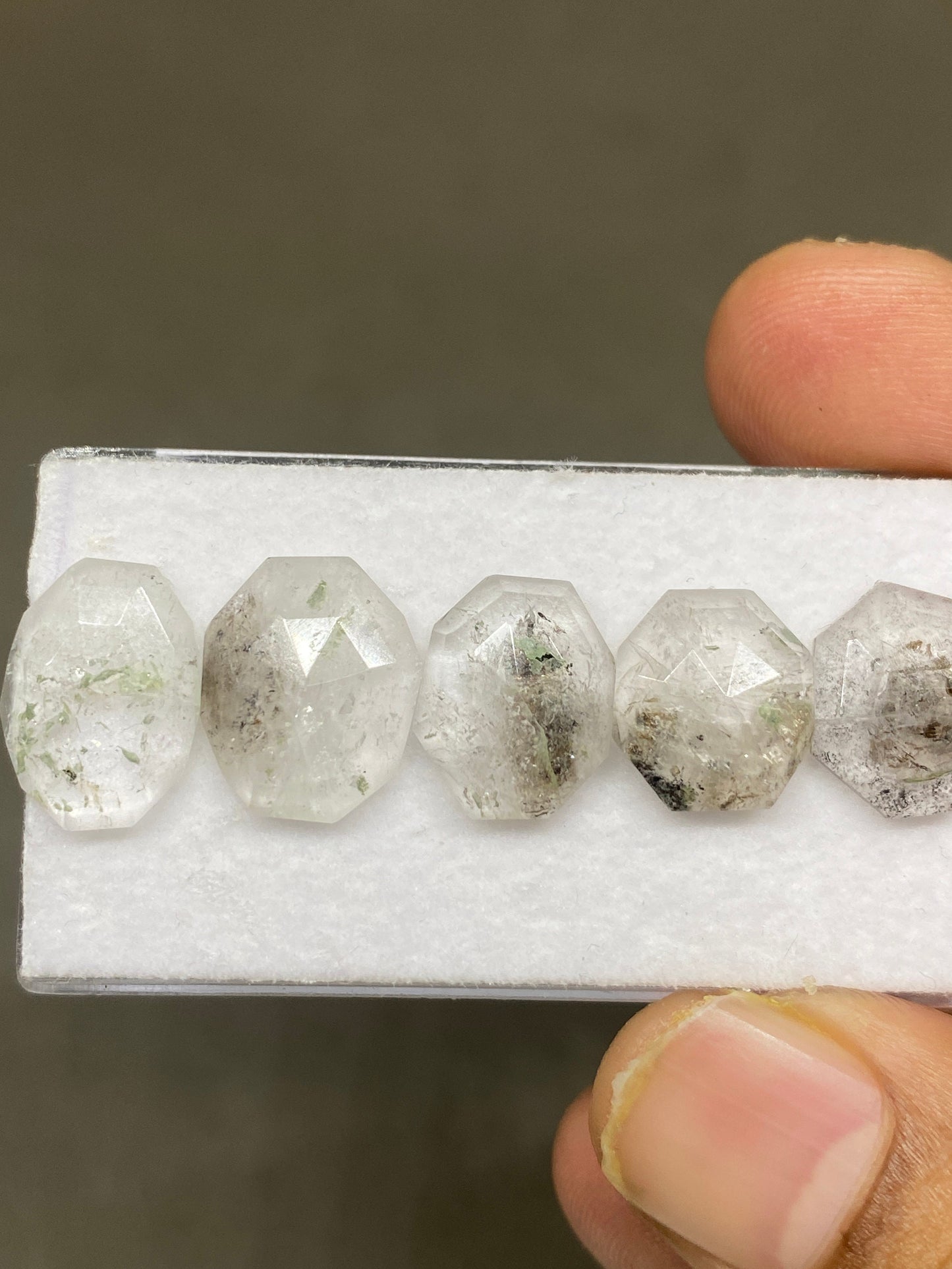 Stunning very very rare herkimer diamond geometric lot amazing quality pcs 5 wt 20 cts size 12x11mm-14x10mm stepcut rosecut herkimer diamond