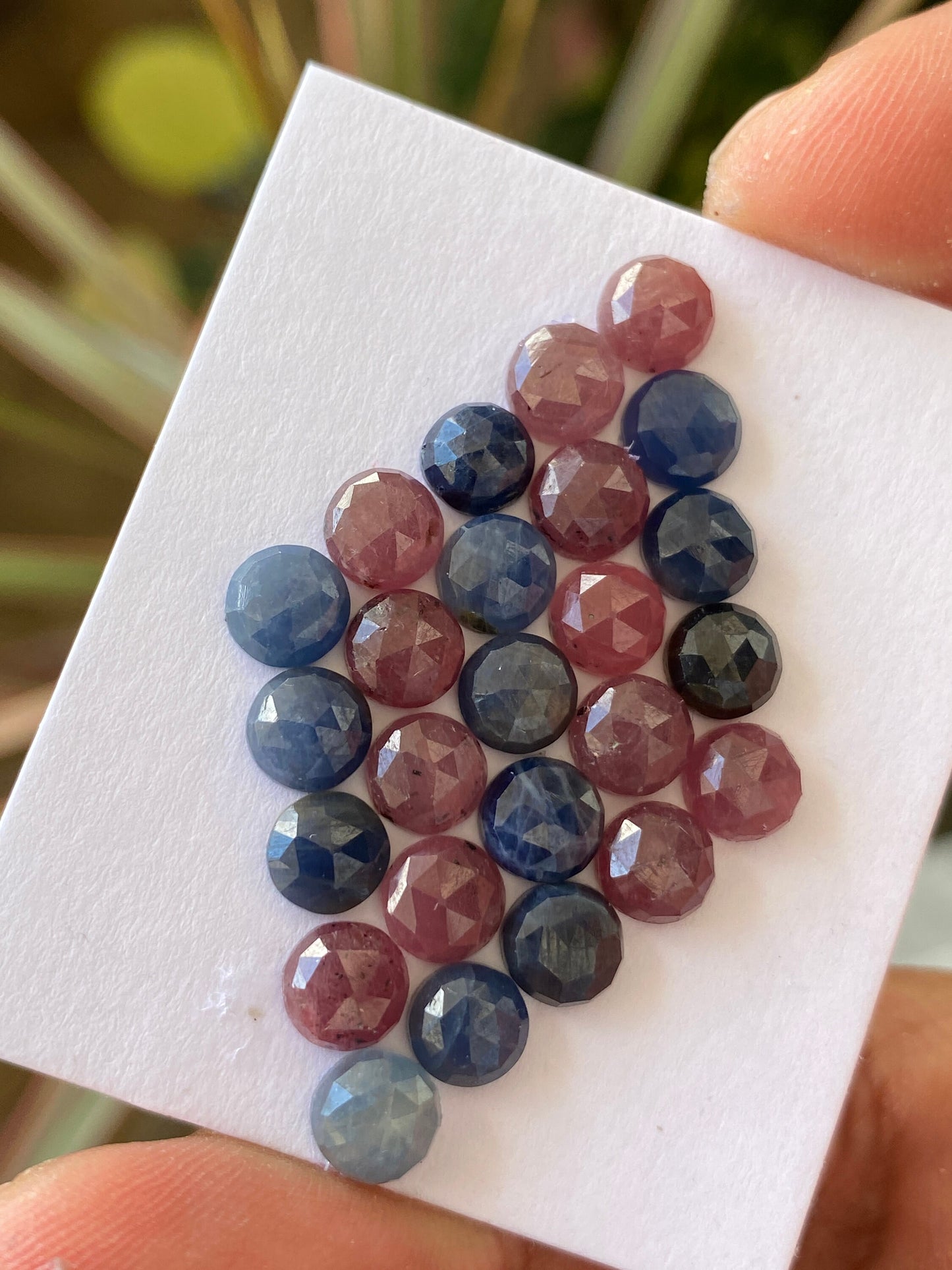 Fascinating Rare red blue sapphire round rosecut size 6mm-6.2mm weight 30 carats pcs 25 blue red orangish sapphire rosecut round shape