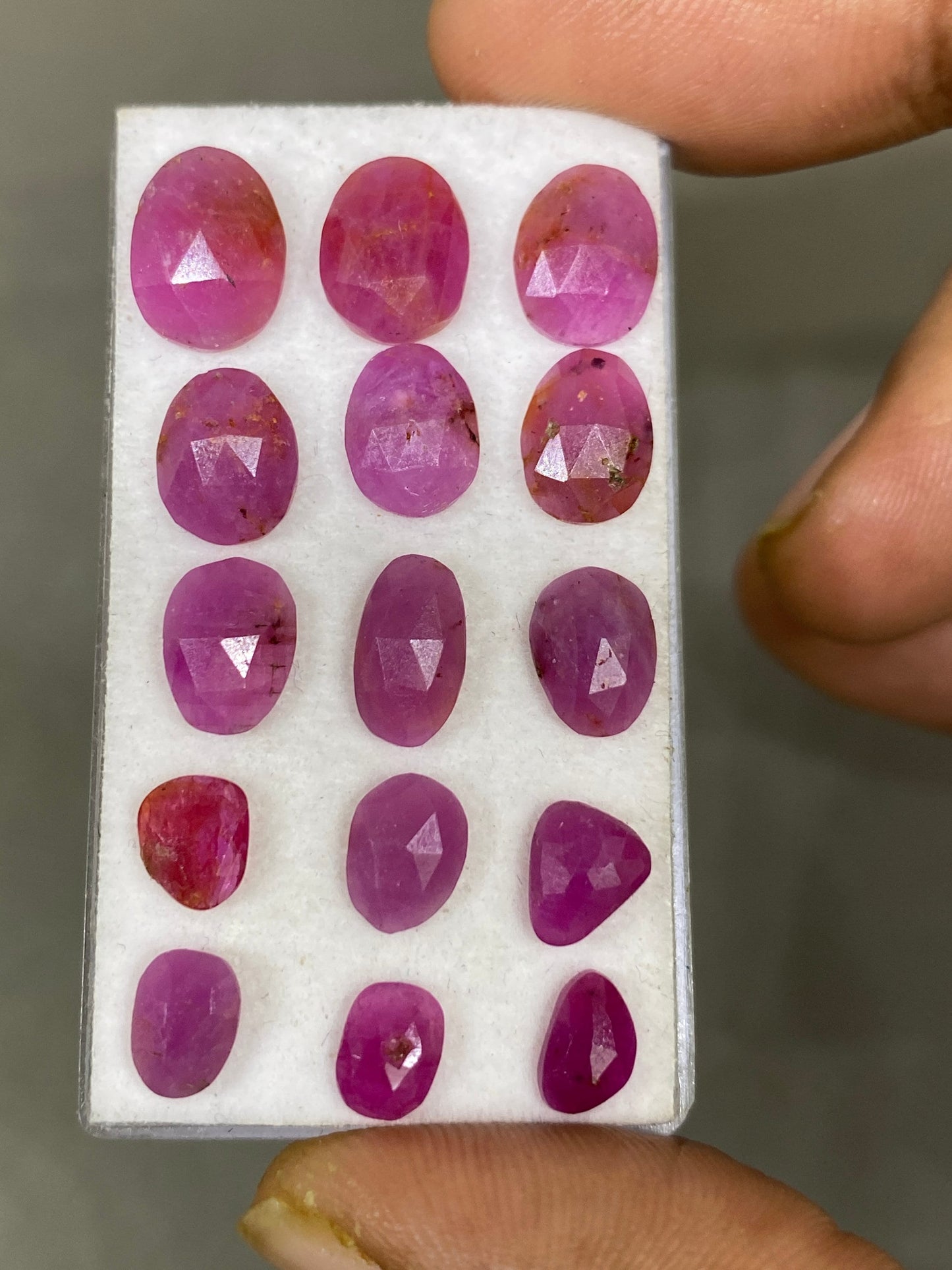 Amazing natural unheated untreated ruby rosecut flats amazing color mixed shapes wt 24.20 cts pcs 15 size 6.5x5mm-10.7x8mm ruby rosecut