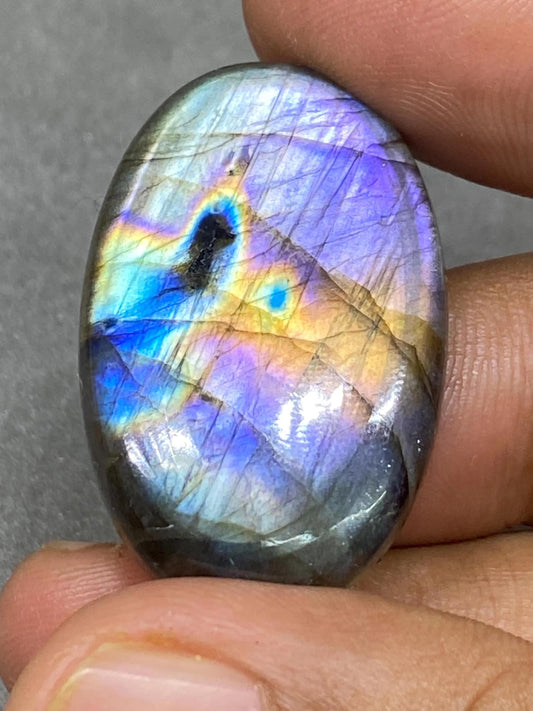 Gorgeous Rare huge Purple fire labradorite oval cabochons 49 cts 46x23窶冦 cabochon rare fine polished  purple labradorite cabochon