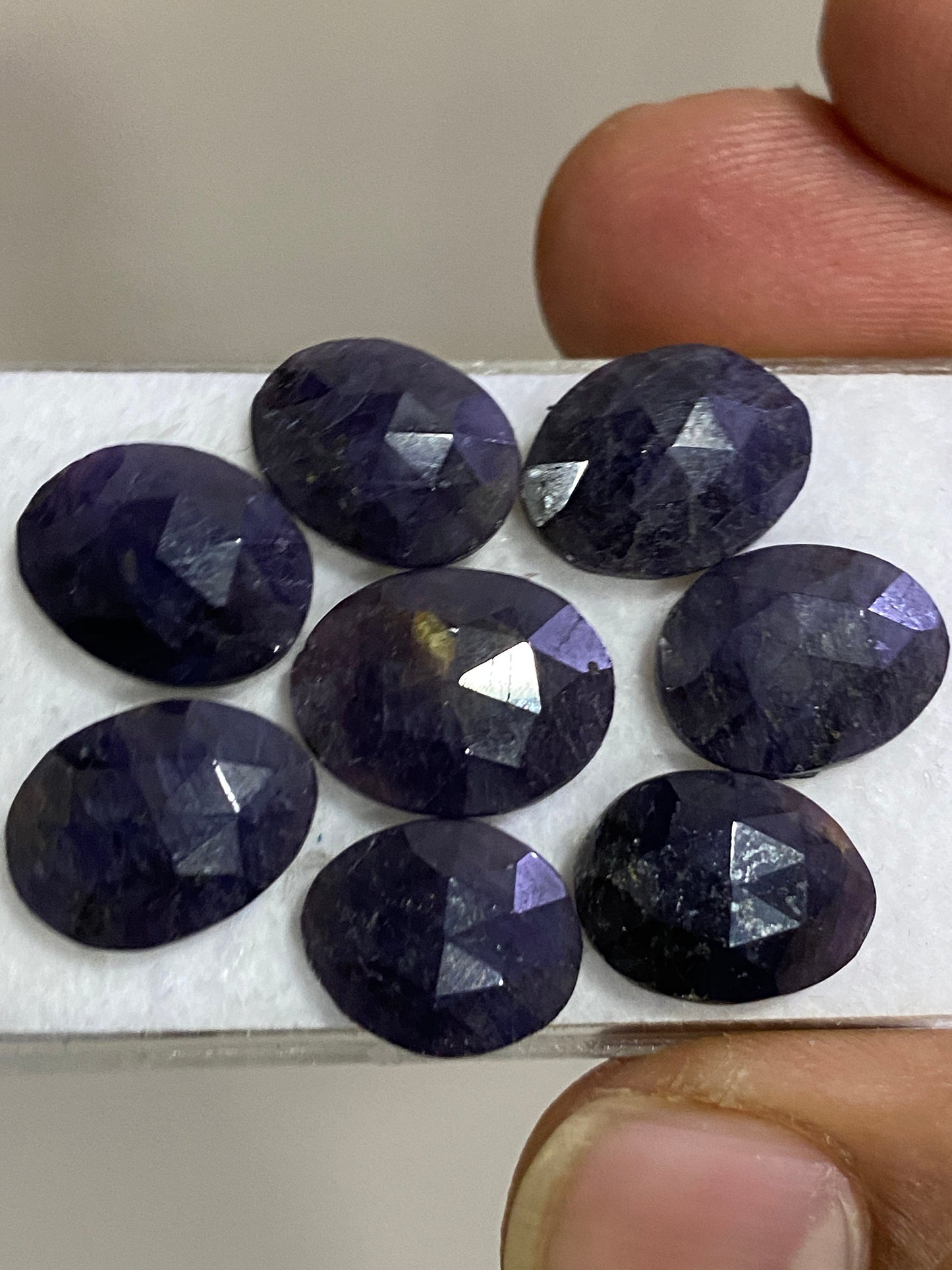 Gorgeous Rare blue purple sapphire rosecut  wt 39 cts pcs 8 size 13x8-14x9mm blue sapphire stepcut hexagon flatbacks