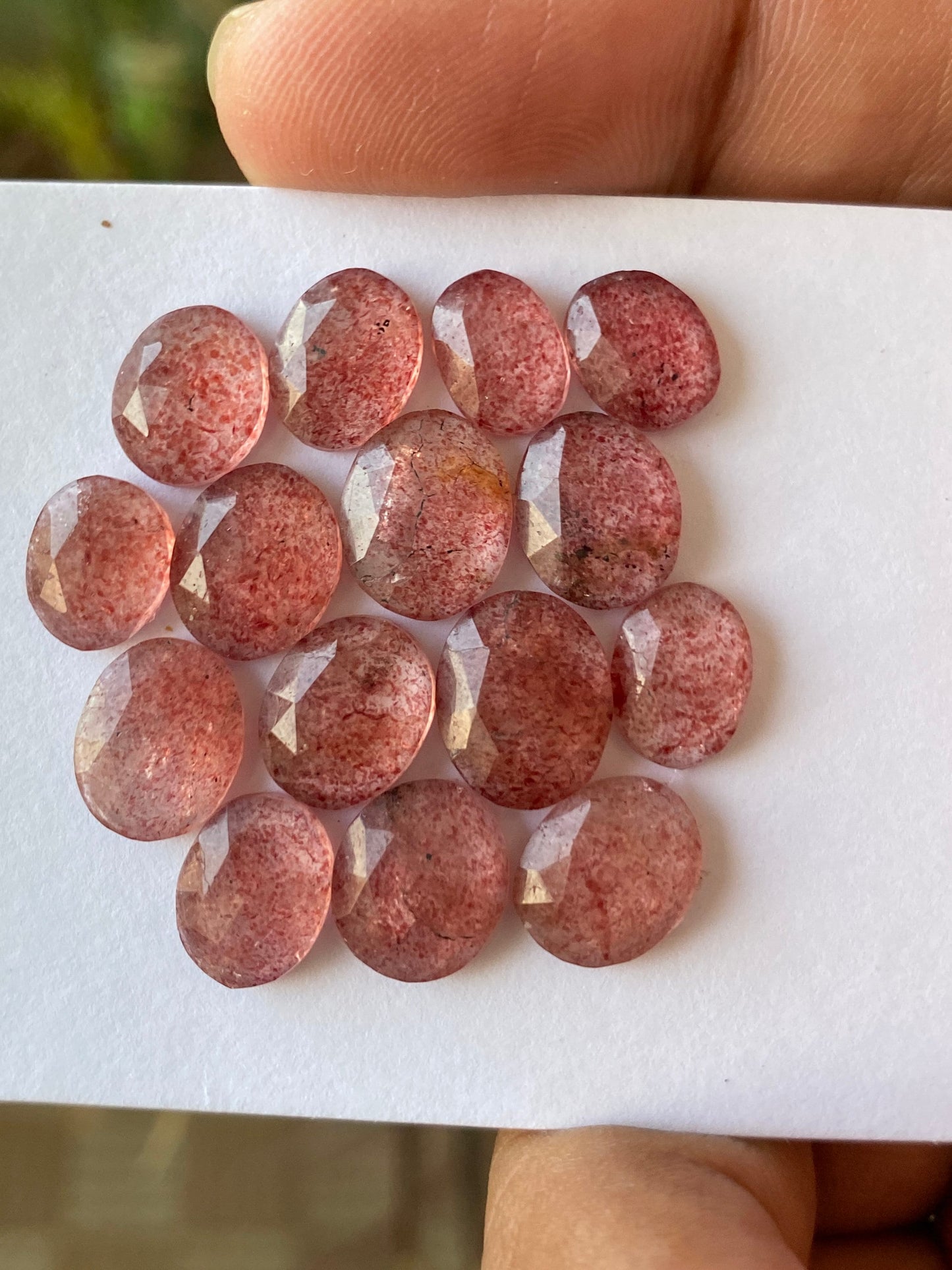 Ravishing Strawberry quartz rosecut wt 36 cts pcs 15 size 9.2x7.5mm-11.8x9.7mm pink strawberry quartz rosecut gems rings pendants supply