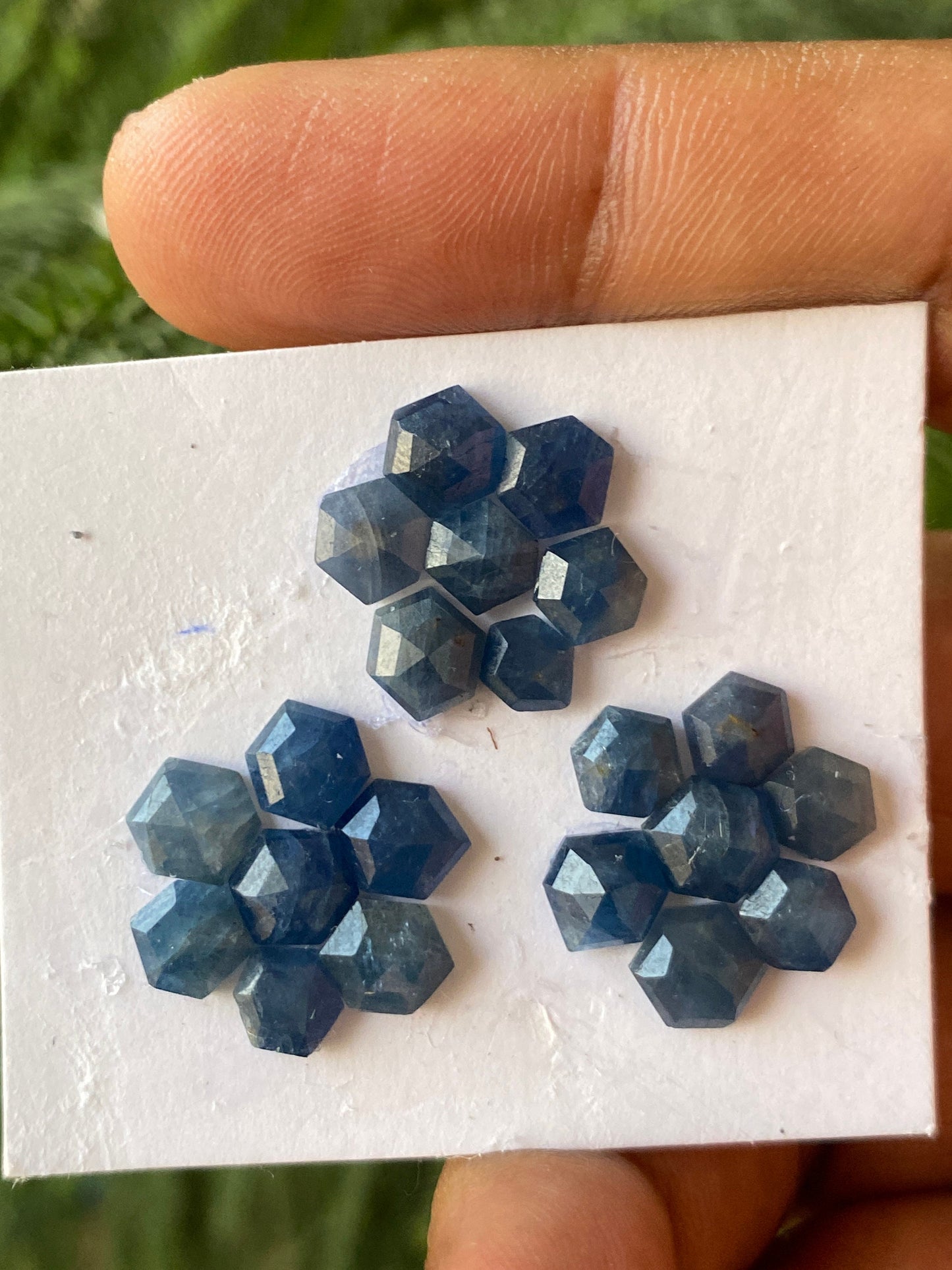 Cute Rare blue sapphire hexagon step cuts  wt 29 cts  pcs 21 size 5.5mm-6.5mm blue sapphire stepcut hexagon flatbacks