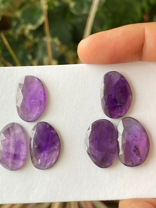 Nice amethyst rosecut fancy pair flatback gems weight 42 carats pcs 6 size 19.8x12.8mm-20.4x13.3mm pair rosecut amethyst matched pair