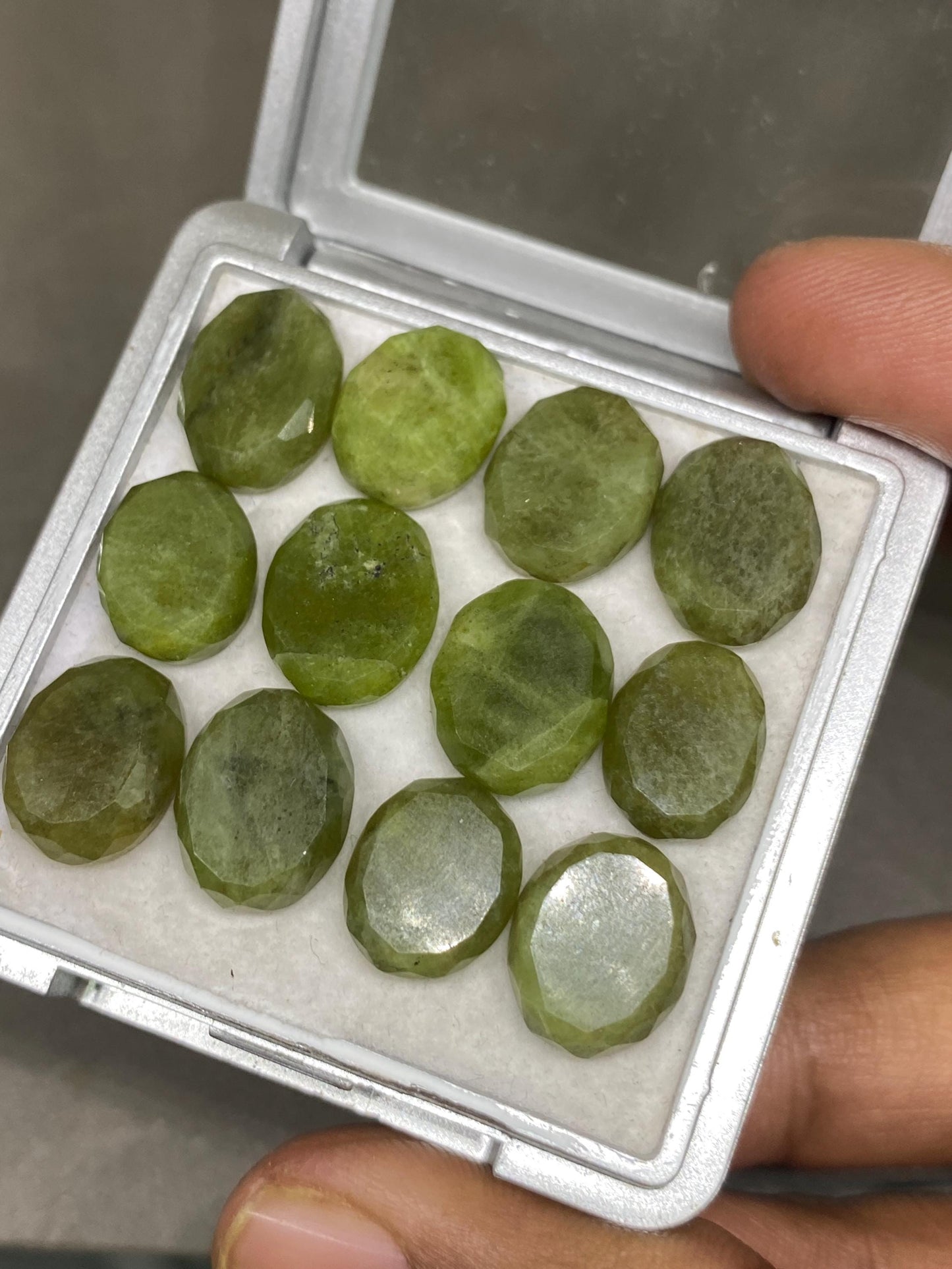 Vivacious vesuvianite oval rosecut wholesale lot weight carats pcs 12 size  flatback gems