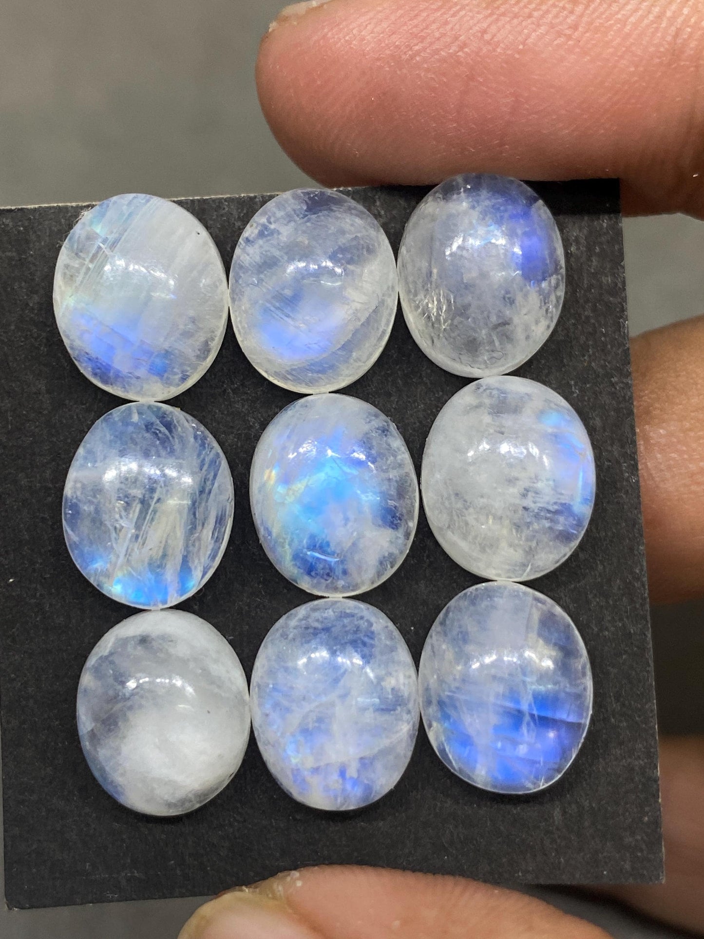 Blue fire rainbow moonstone round and oval cabochons beautiful lovely blue fire rainbow moonstone pcs 9 weight 47 cts 12x10mm